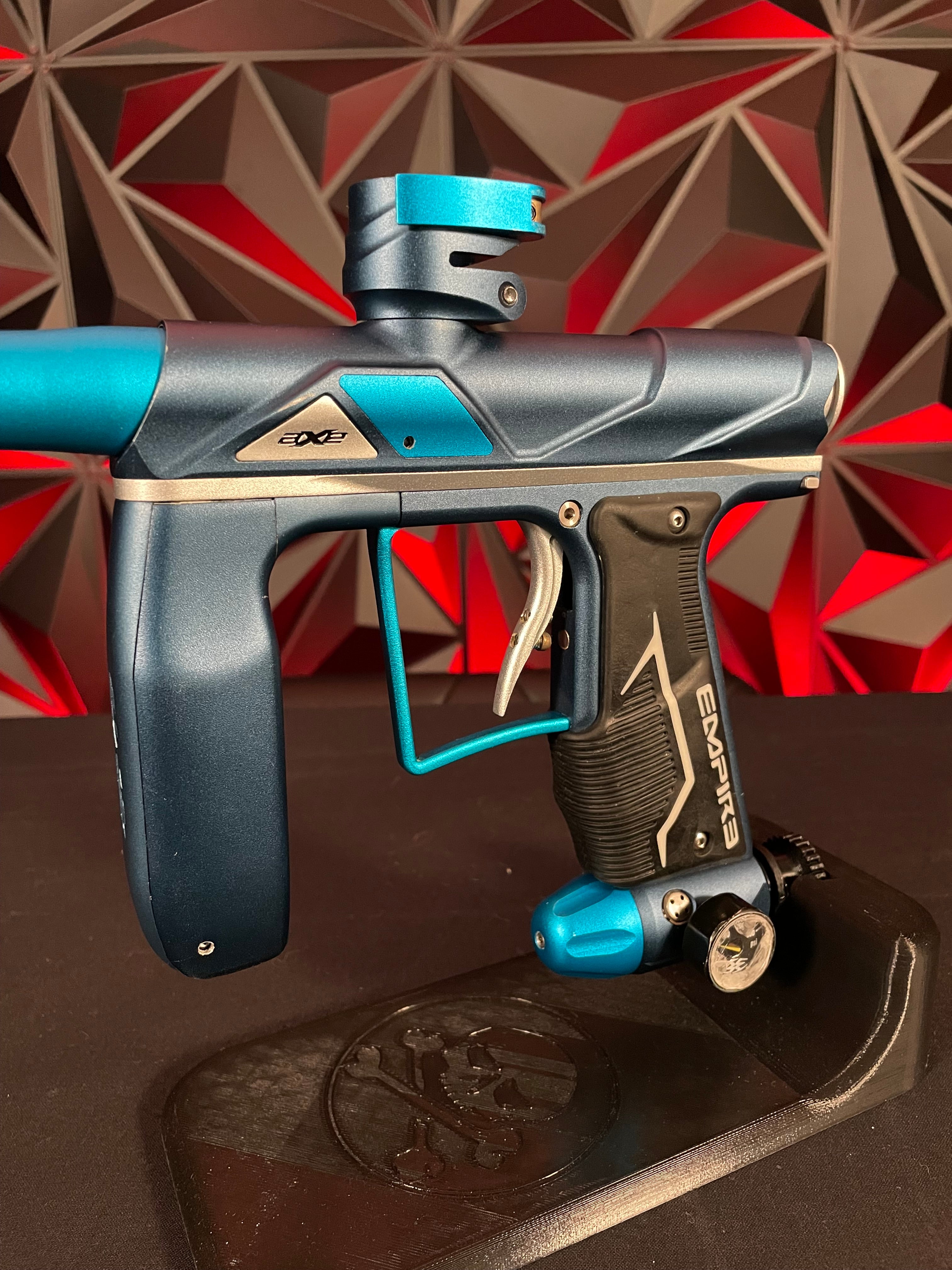 Used Empire Axe Pro Paintball Gun - Blue/Silver w/ Redline Board