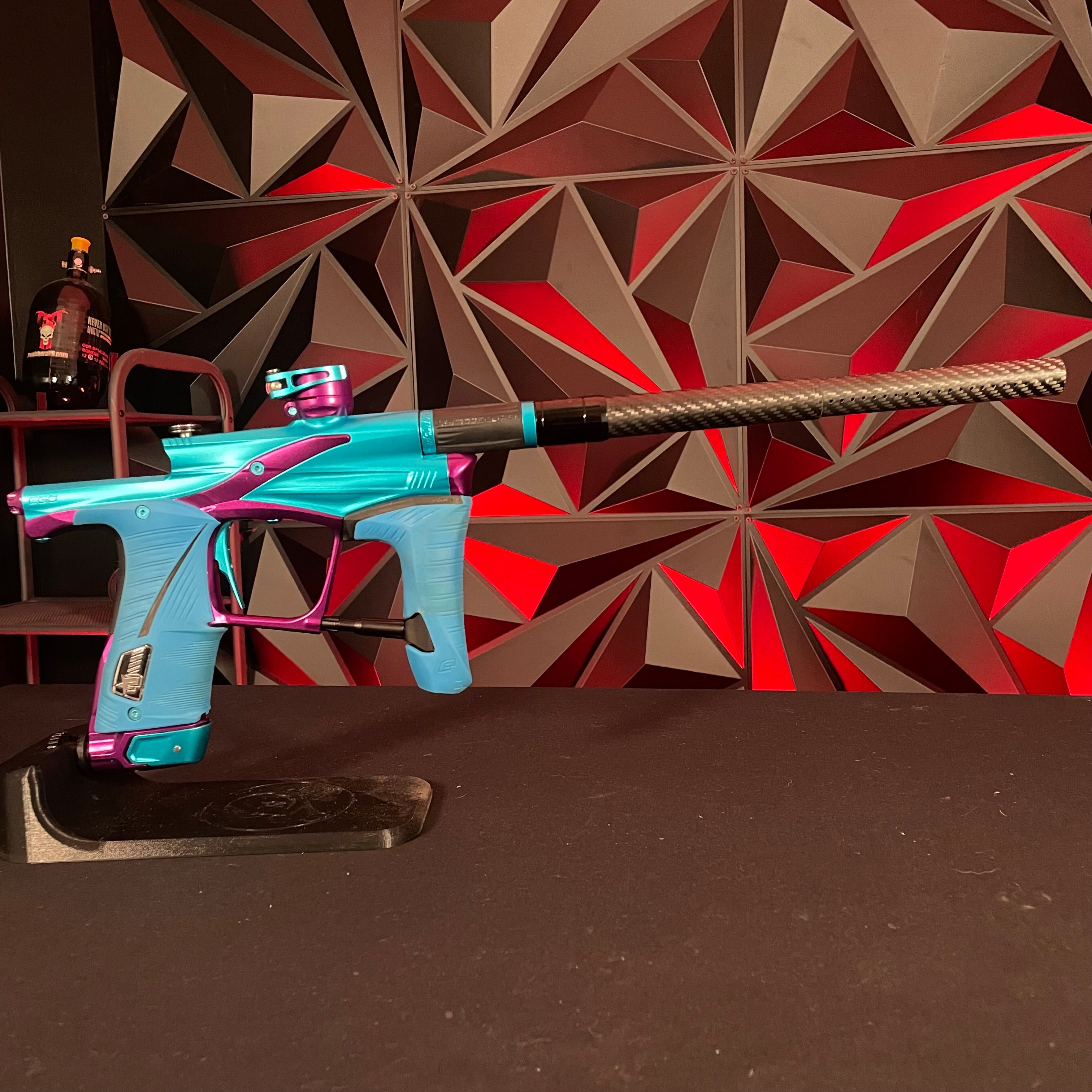 Used Planet Eclipse LV1.6 Paintball Gun - Teal/Purple w/Blue Grip Kit