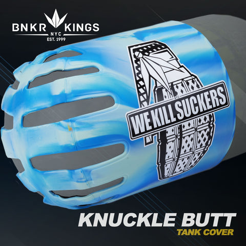BNKR Bunker Kings Knuckle Butt Paintball Tank Cover - WKS Grenade - Cyan