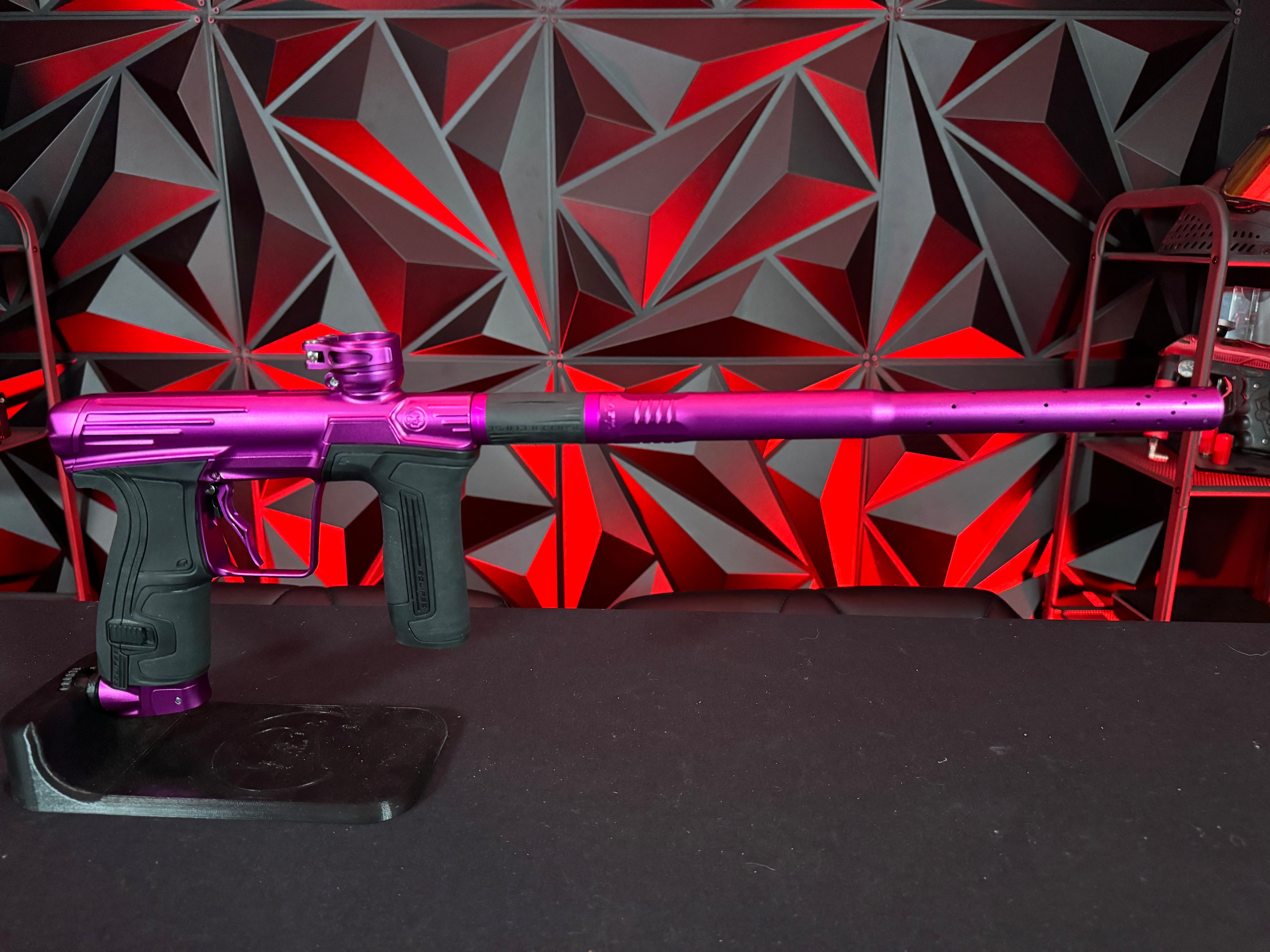 Used Infamous/Planet Eclipse CS2 Paintball Gun - Purple w/Infamous Deuce Trigger and 3 FL Backs