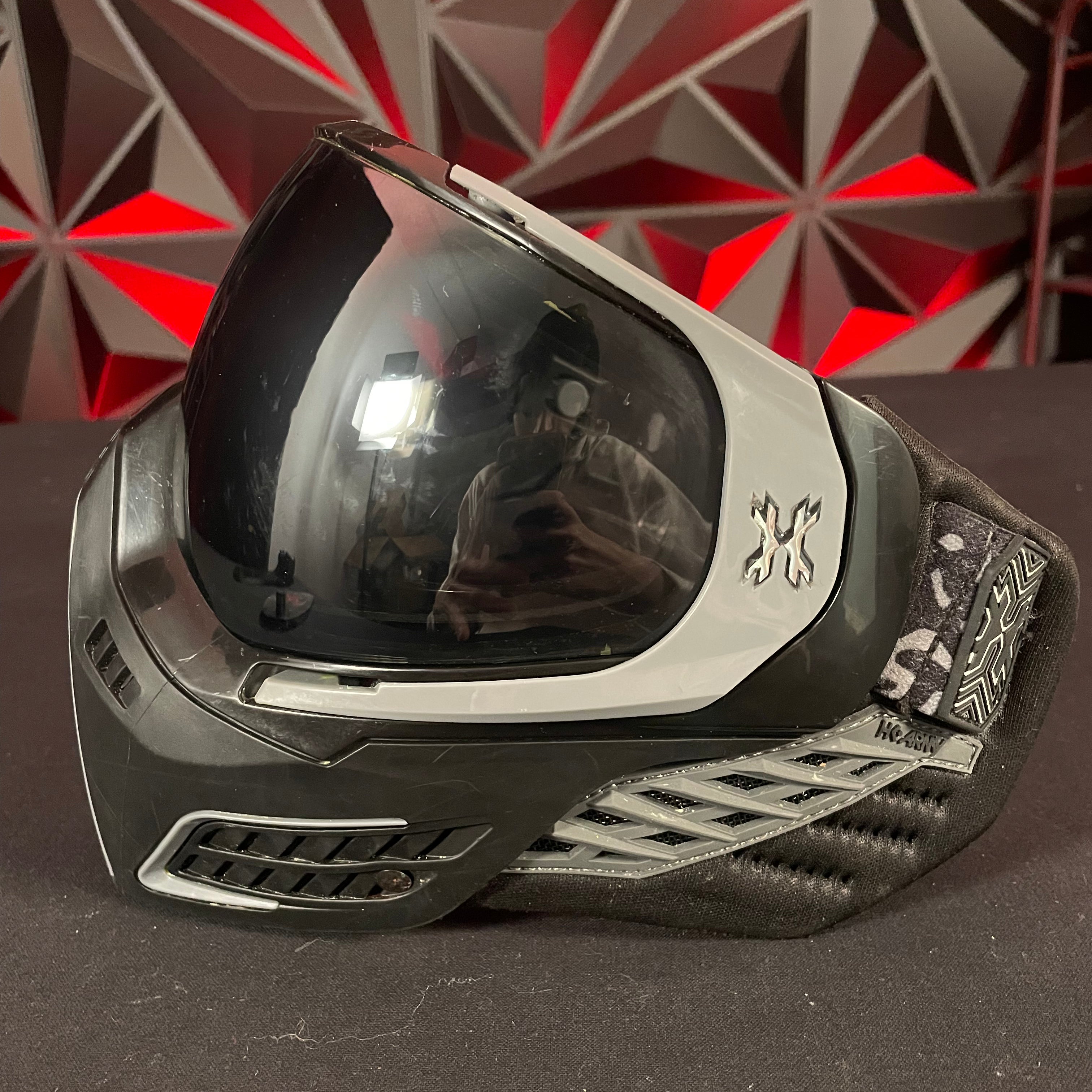 Used HK Army KLR Paintball Mask - Black/Grey w/ Silver Lens & Pro Pad