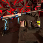 Used Planet Eclipse CS2 Paintball Gun - Silver/Blue w/Carbon Fiber FL Barrel, Scythe Trigger, Extra Set of Grip