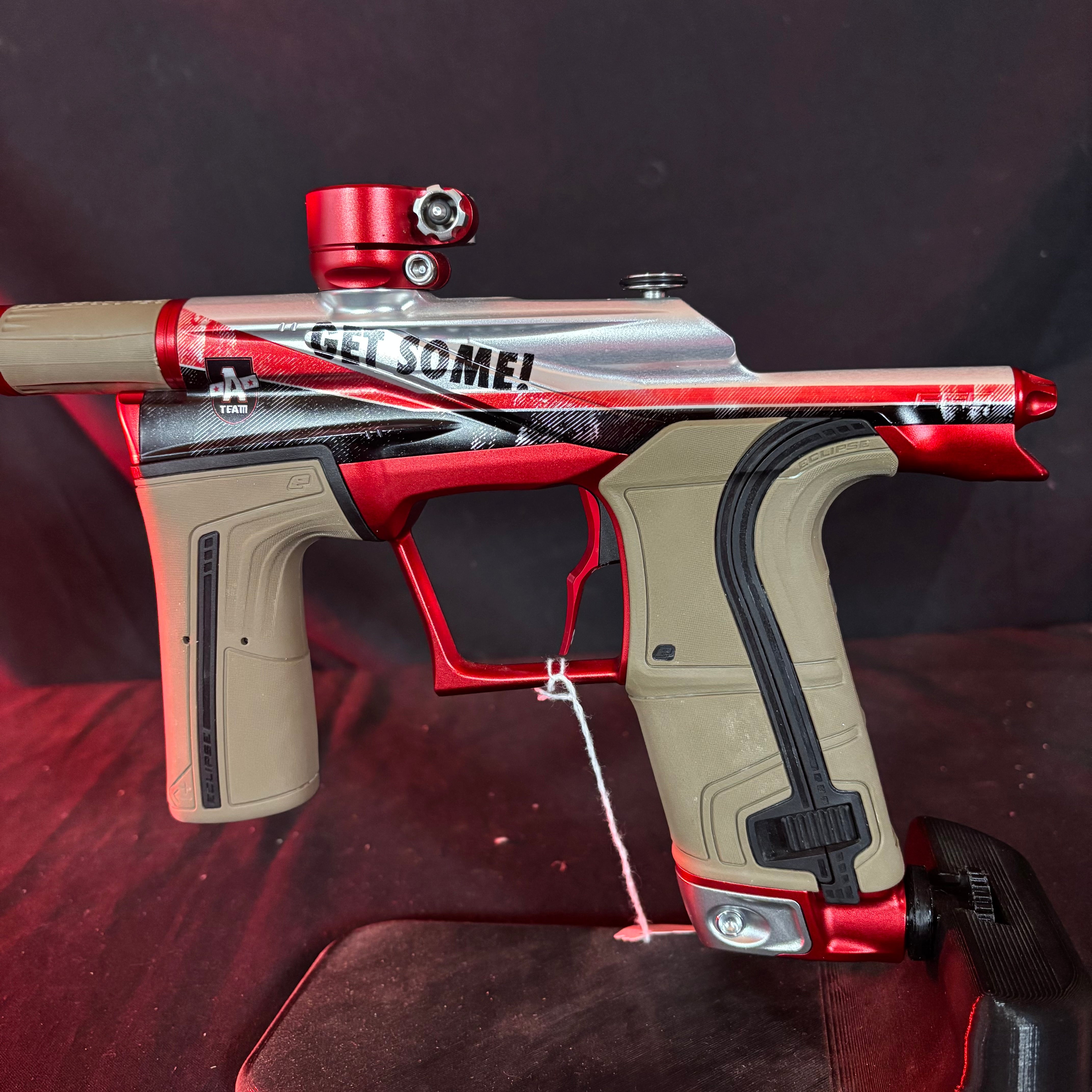 Used Planet Eclipse LV2 Paintball Gun - Ateam Silver/Red w/ FDE Grips