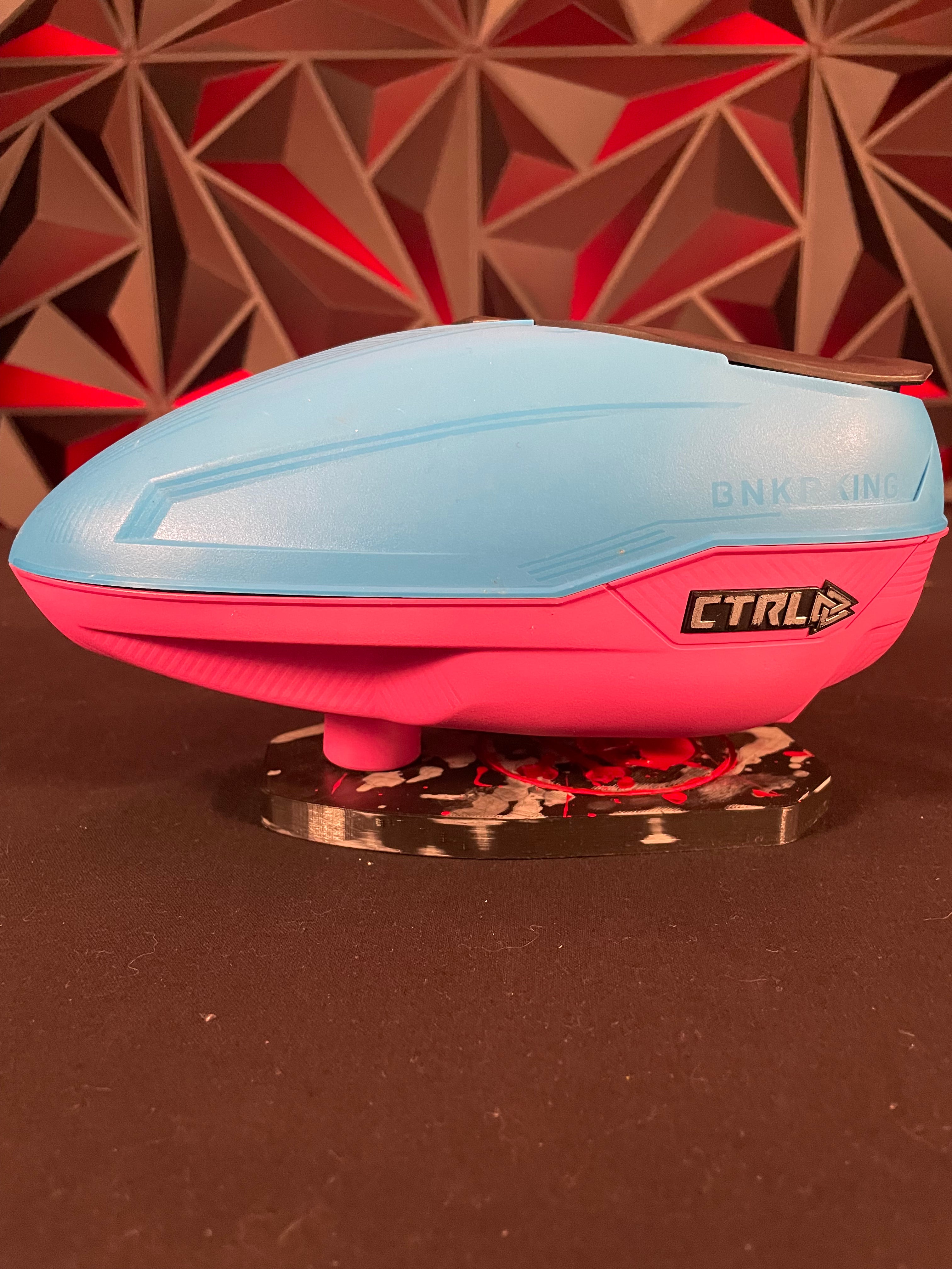 Used Bunkerkings CTRL Paintball Loader - Blue/Pink w/Ramps & Rain Lid