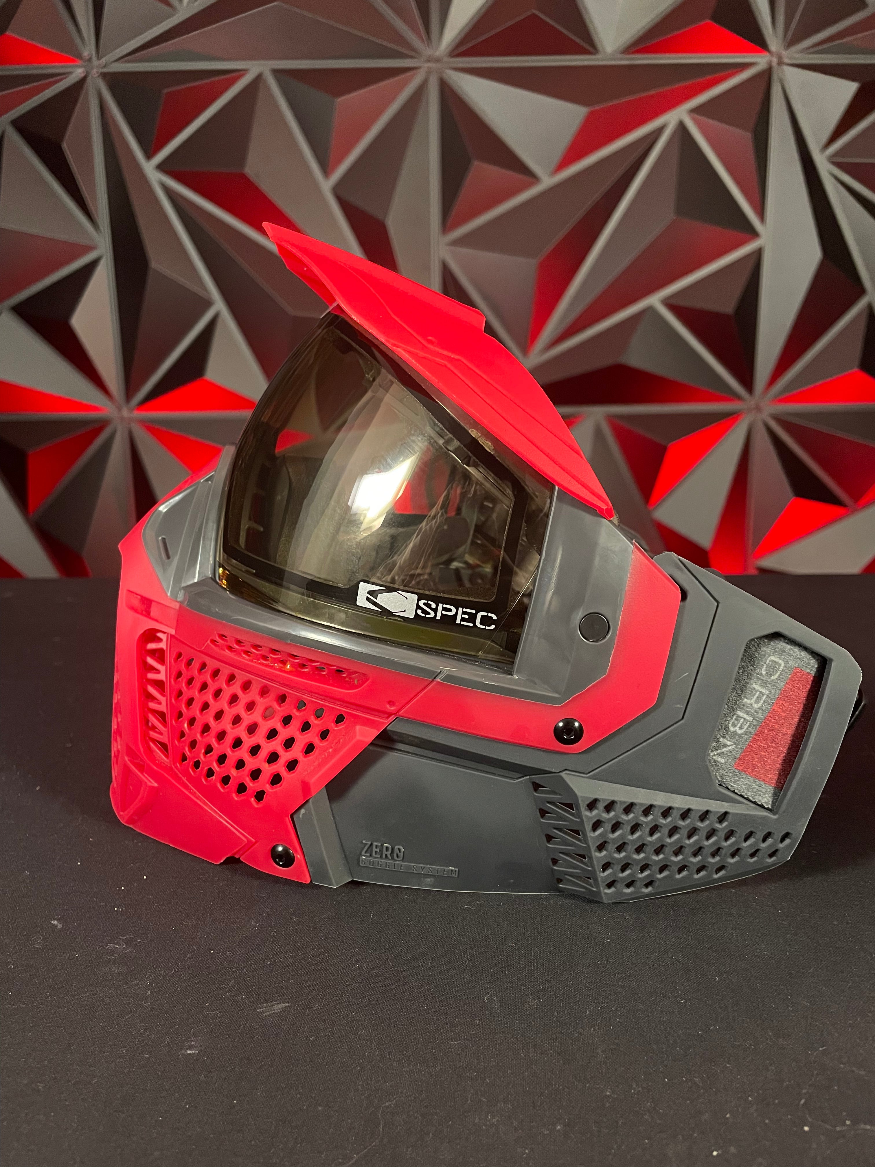 Used Carbon Zero SLD MORE Coverage Paintball Mask Crimson w/ 2 Lense