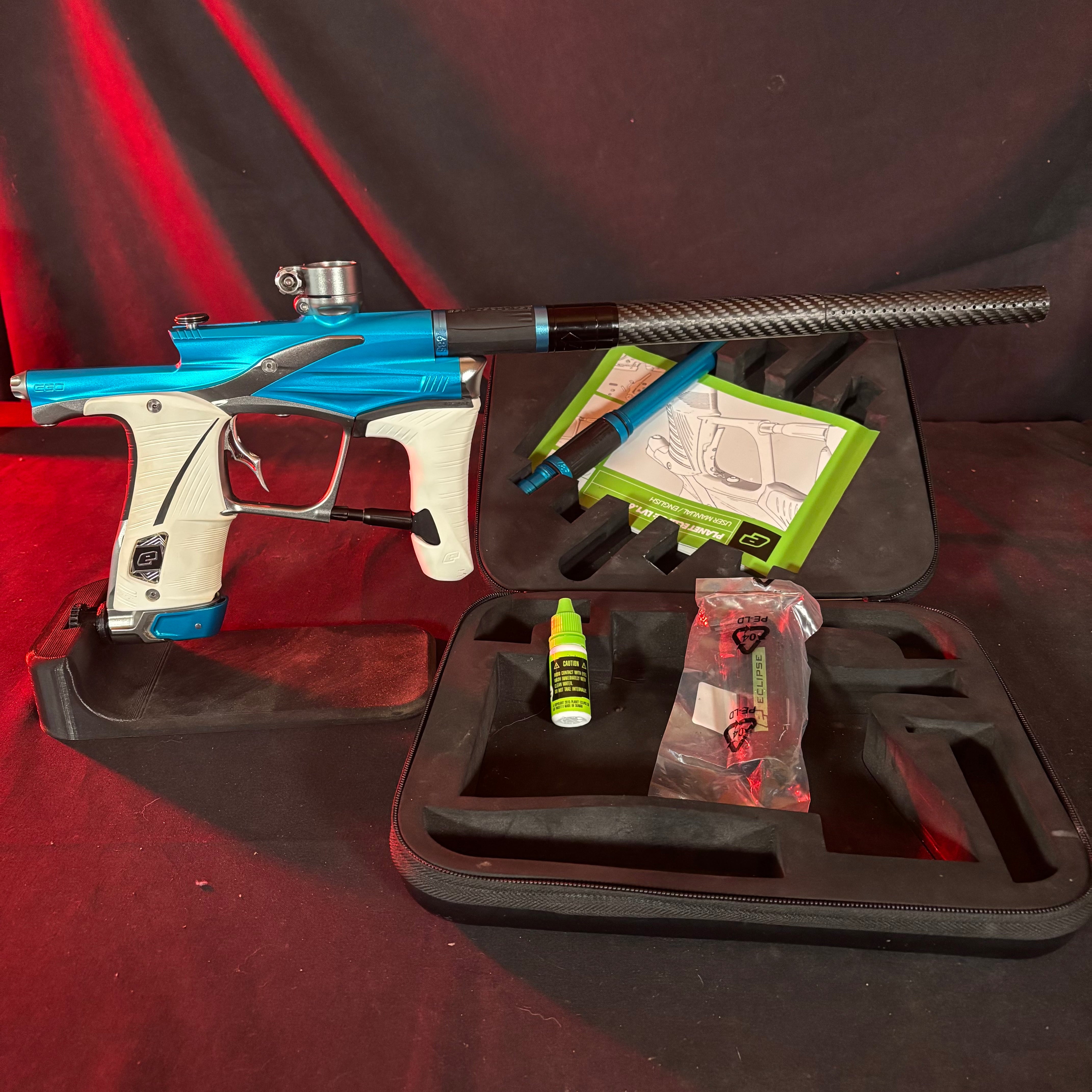 Used Planet Eclipse LV1.6 Paintball Gun - Teal/Pewter w/ White Grips
