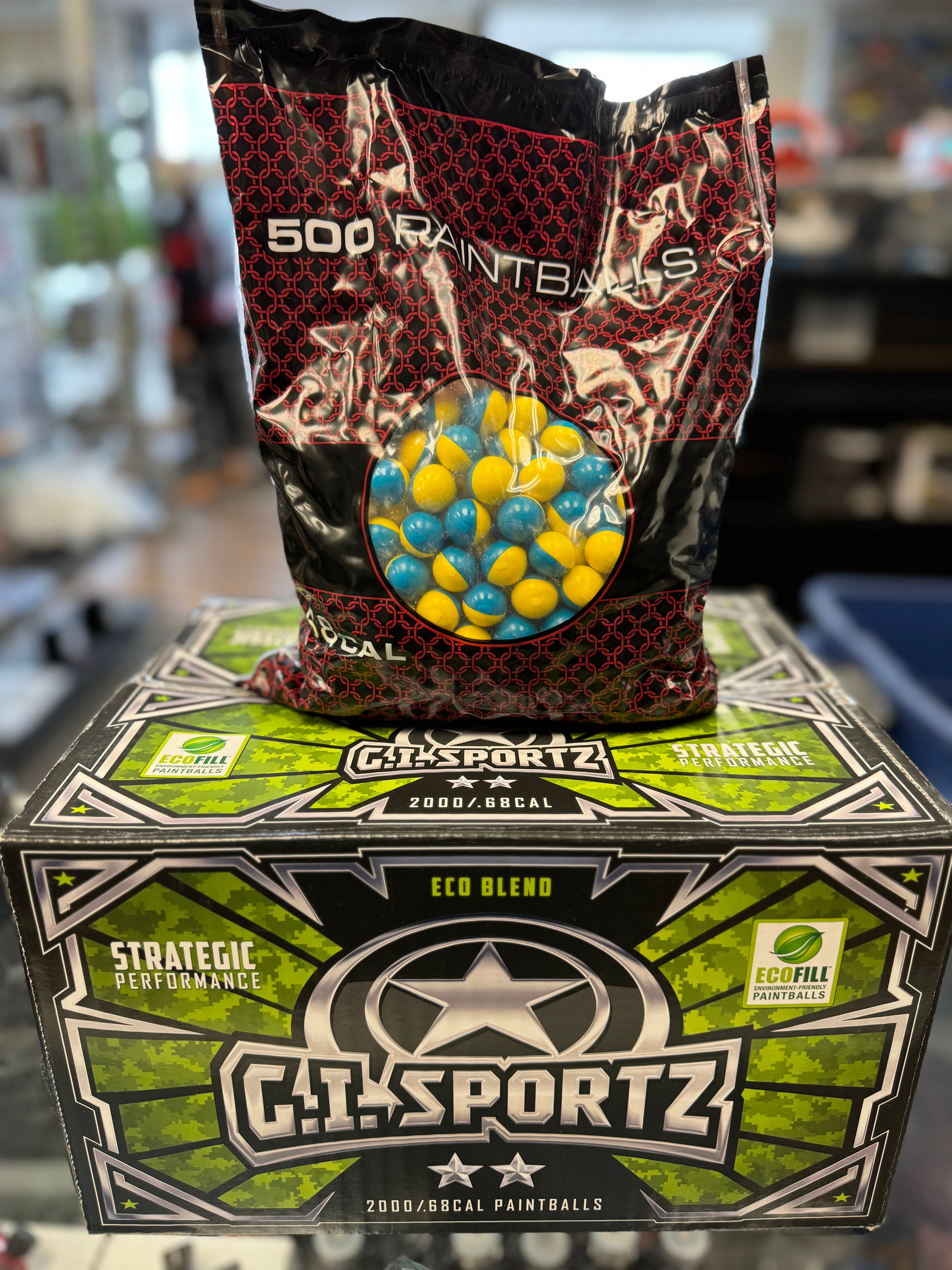 Zap Attak 2000ct 68cal Paintballs with Green Shell, Yellow Fill 