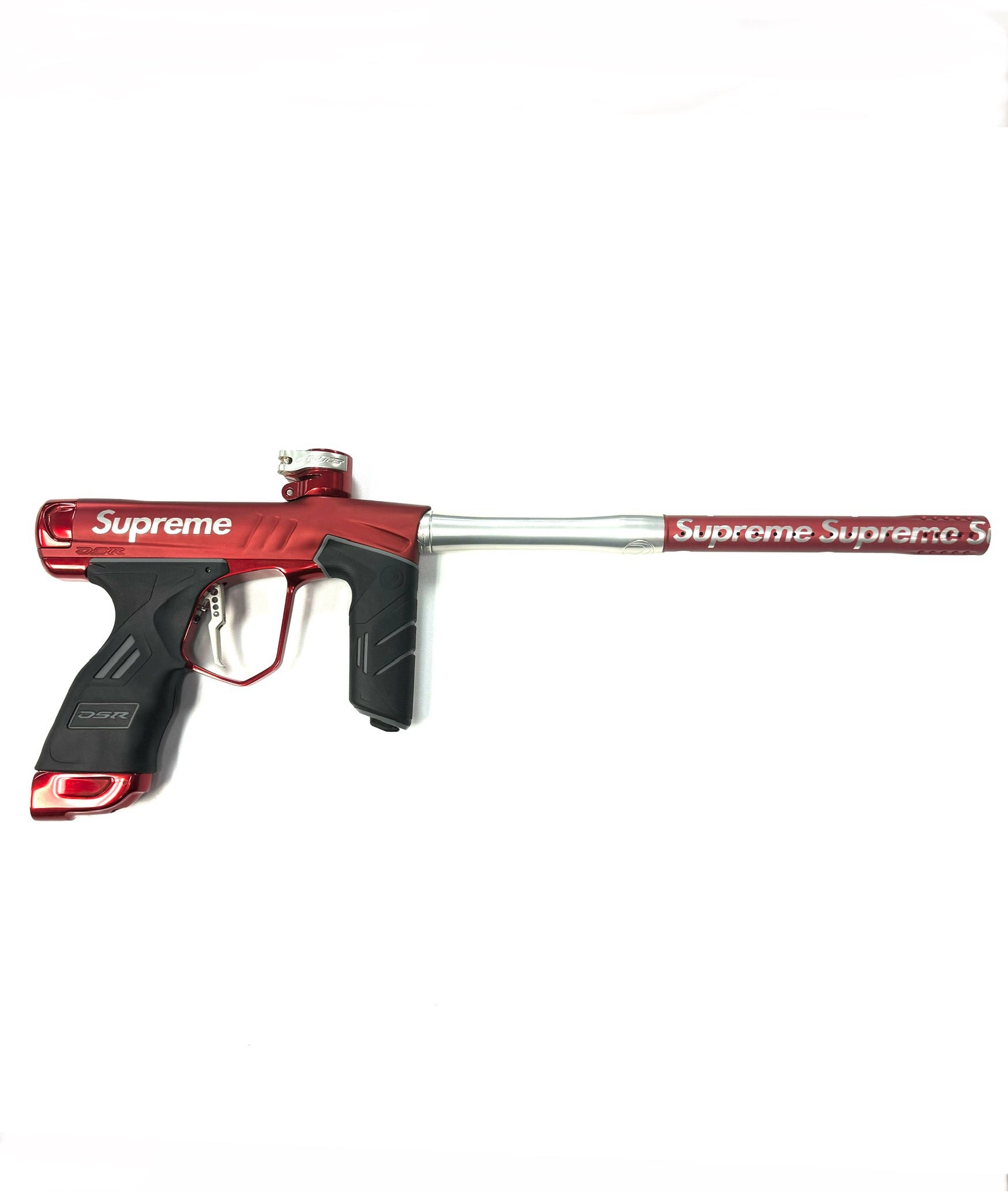 Dye DSR+ Paintball Gun - LE "Supreme" Dust Red/Polished Red/Polished Silver