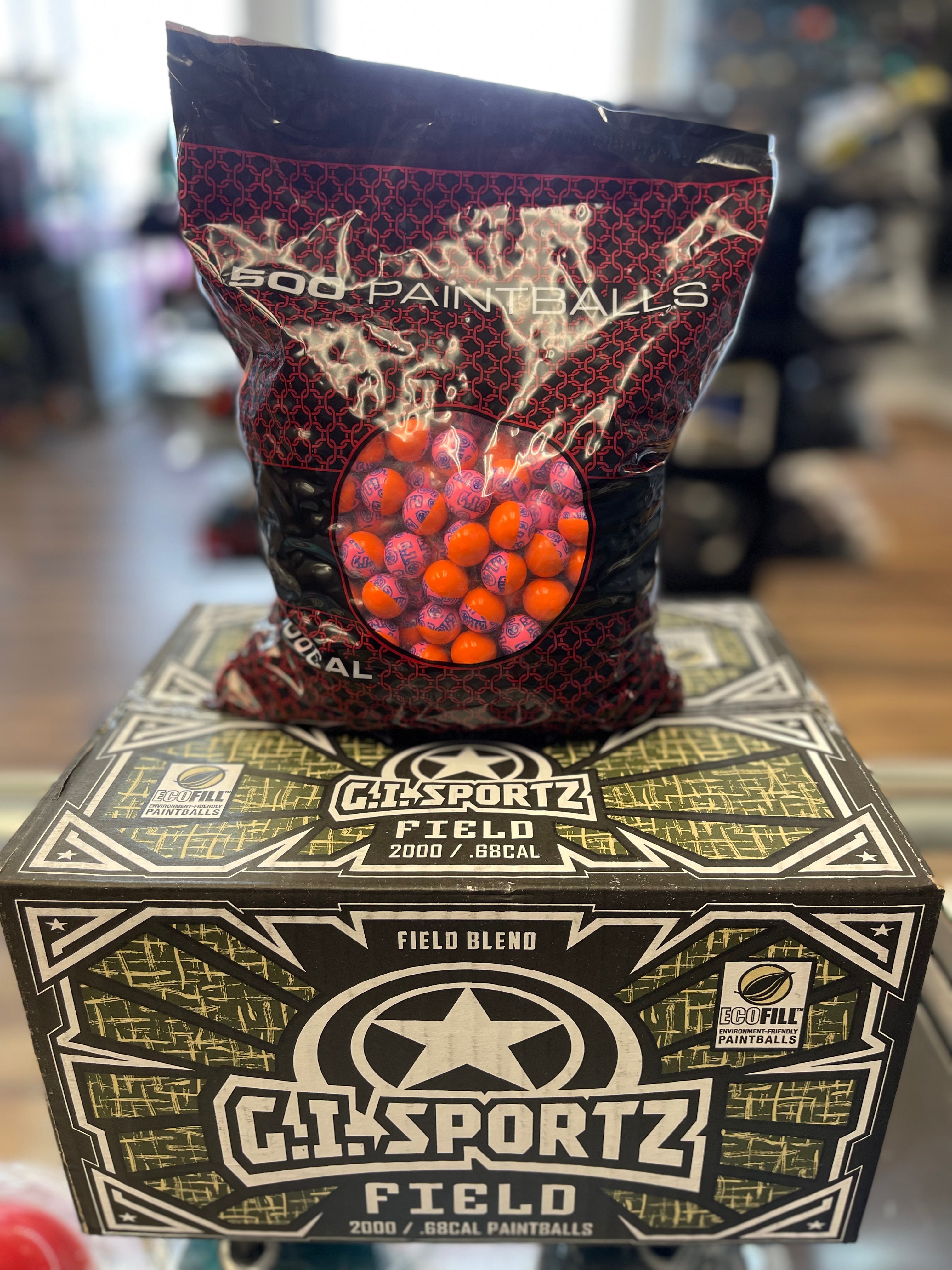 GI Sportz Field Paintballs - 2000 Paintballs - Orange/Pink Shell - Orange Fill