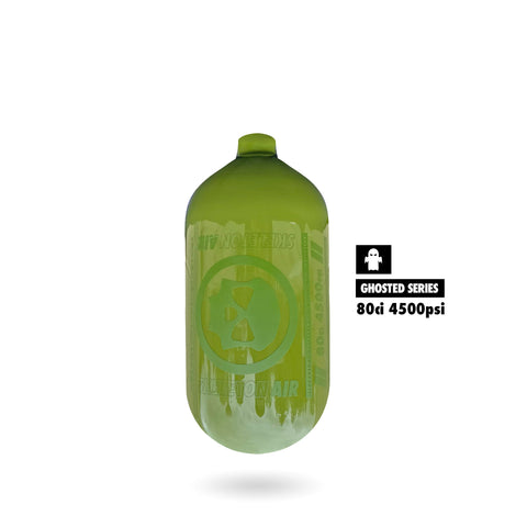 Infamous Skeleton Air "Hyperlight" GHOSTED SERIES Paintball Tank BOTTLE ONLY - Olive - 80/4500 PSI