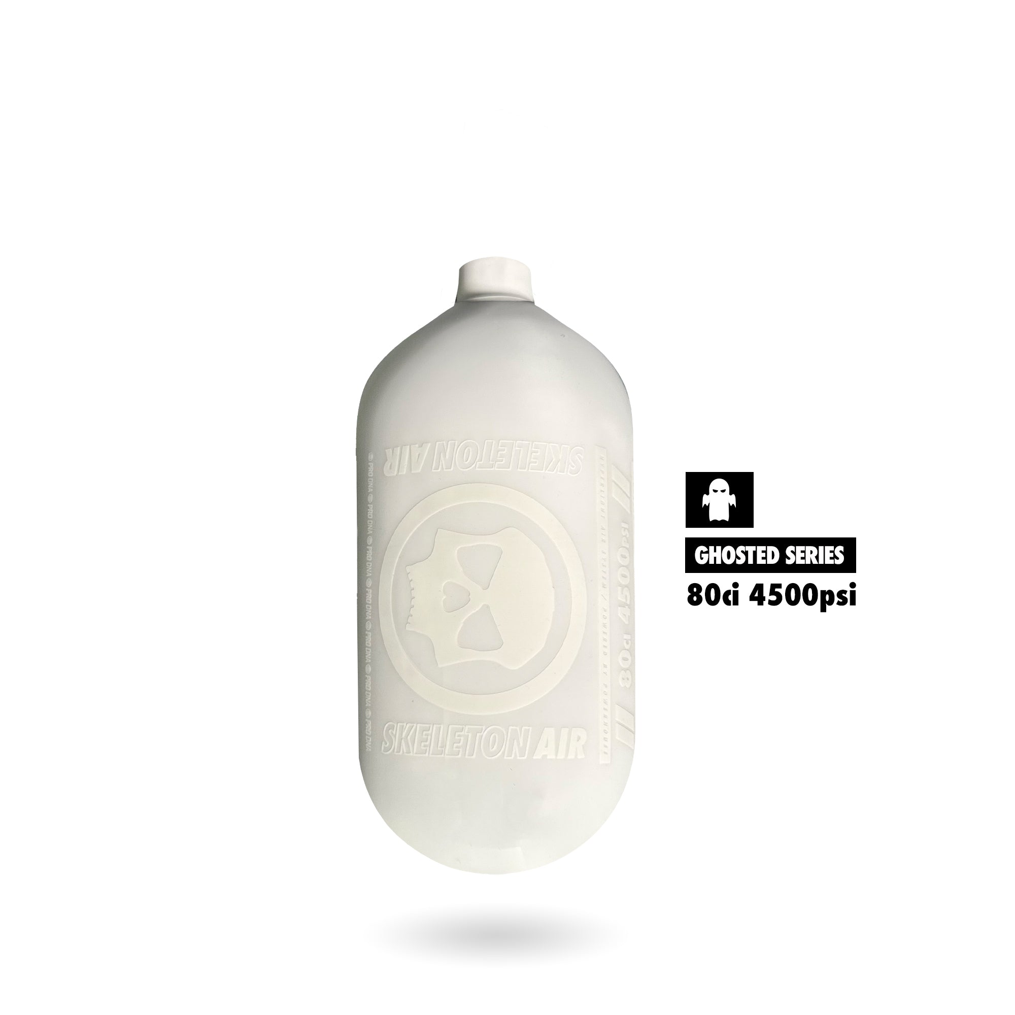 Infamous Skeleton Air "Hyperlight" GHOSTED SERIES Paintball Tank BOTTLE ONLY - White - 80/4500 PSI