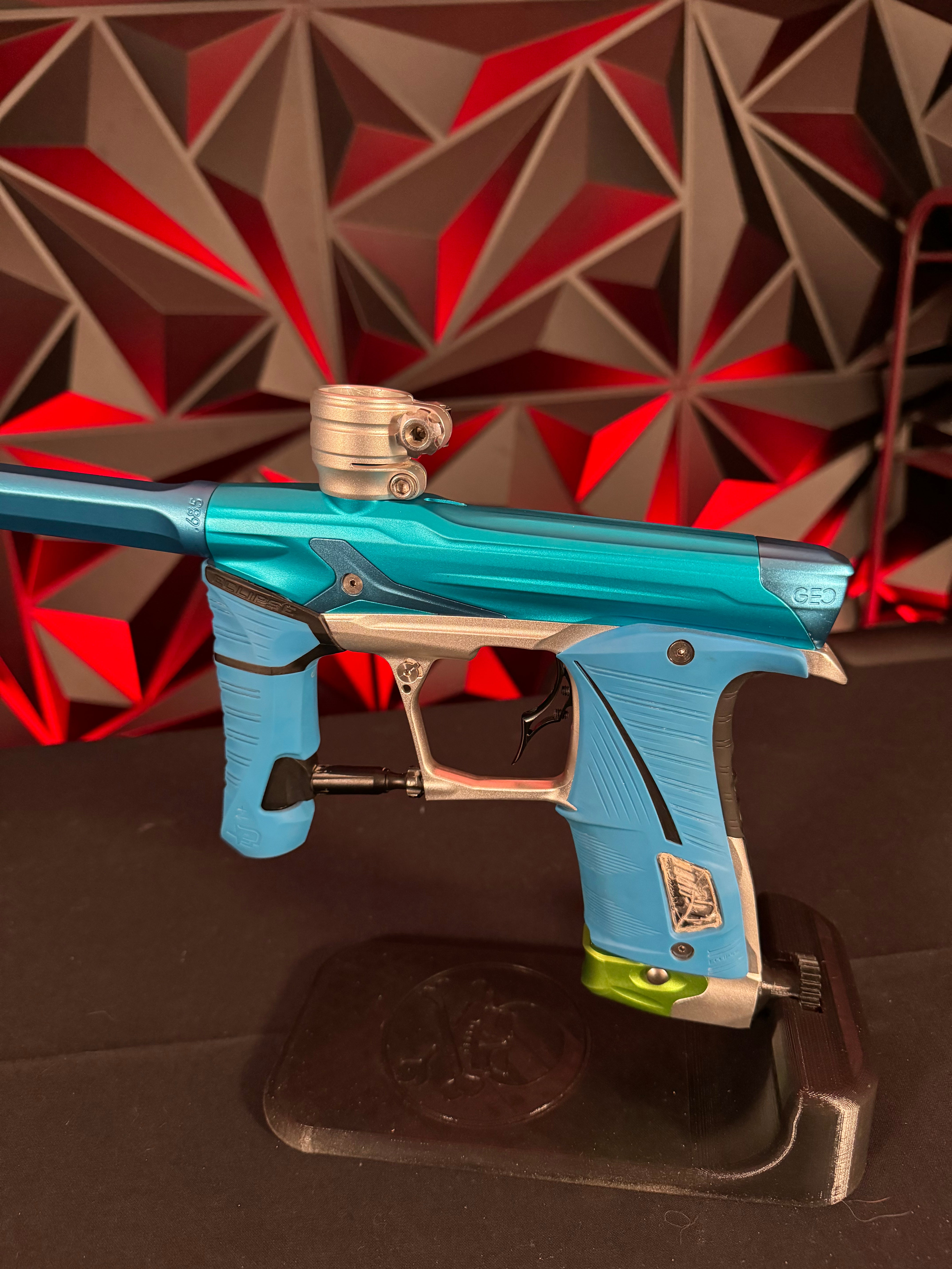 Used Planet Eclipse Geo 3.5 Paintball Gun - Teal/Silver/Green w/Infamous Deuce Trigger