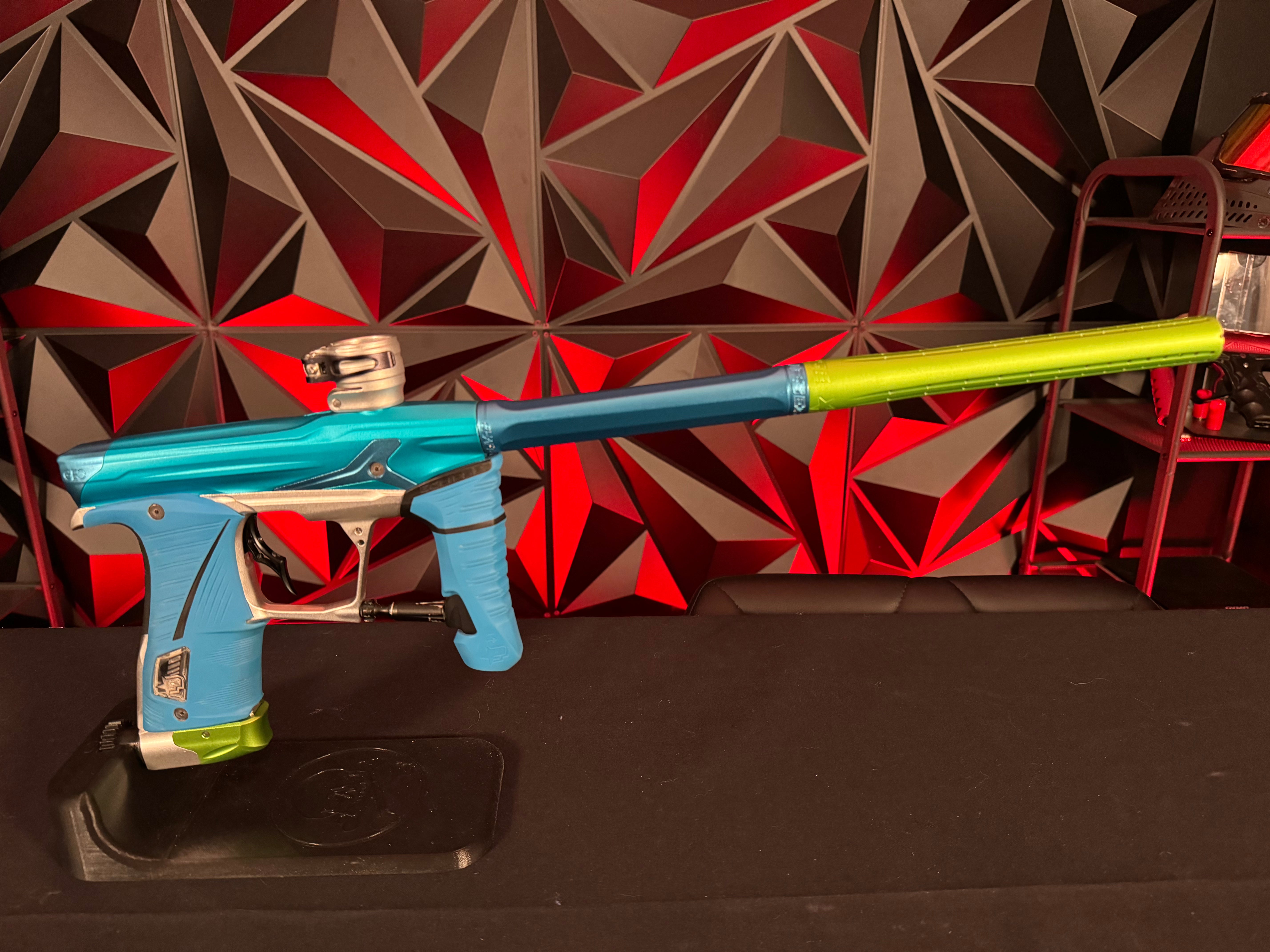 Used Planet Eclipse Geo 3.5 Paintball Gun - Teal/Silver/Green w/Infamous Deuce Trigger