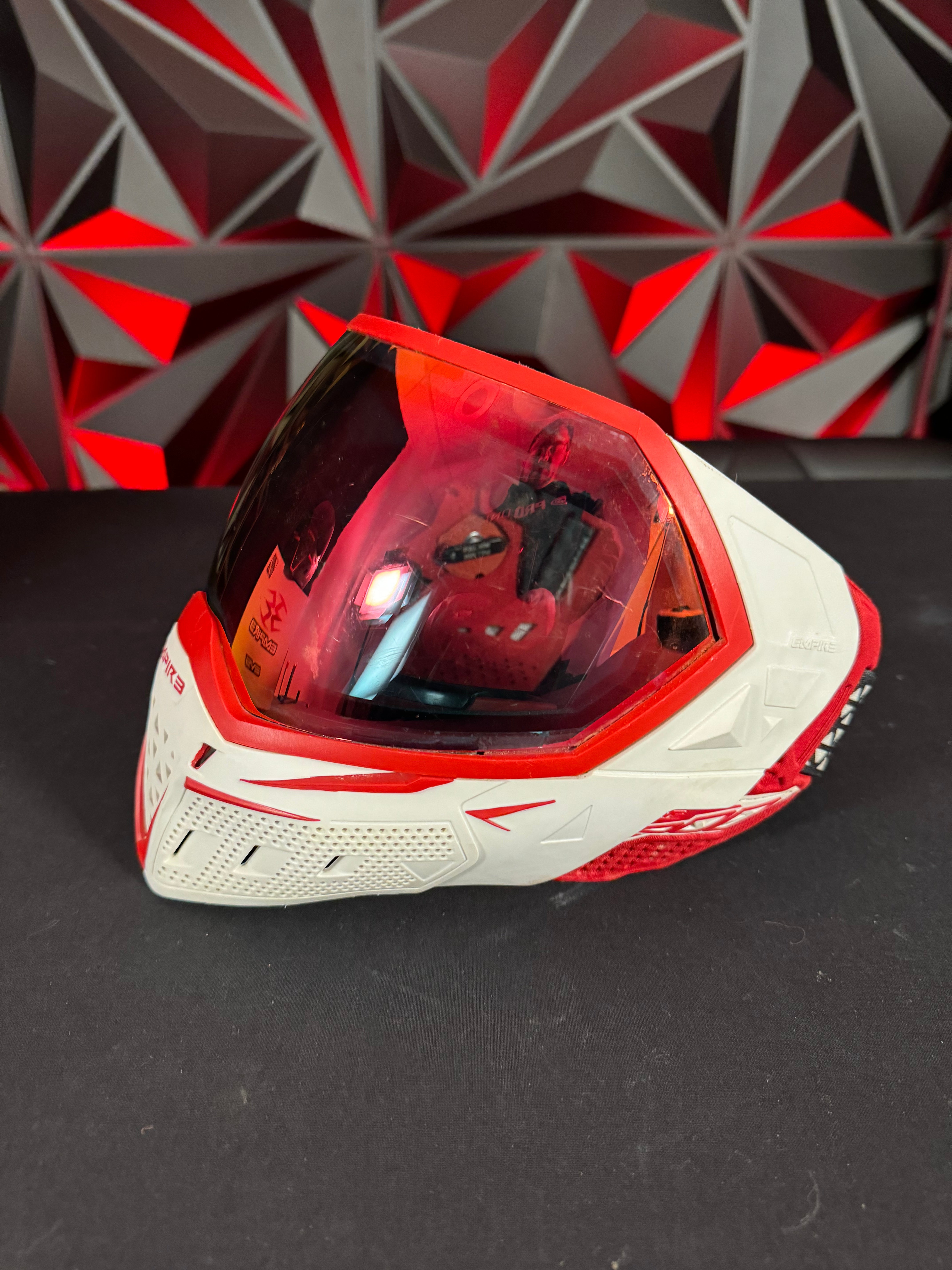 Used Empire EVS Paintball Mask - White / Red