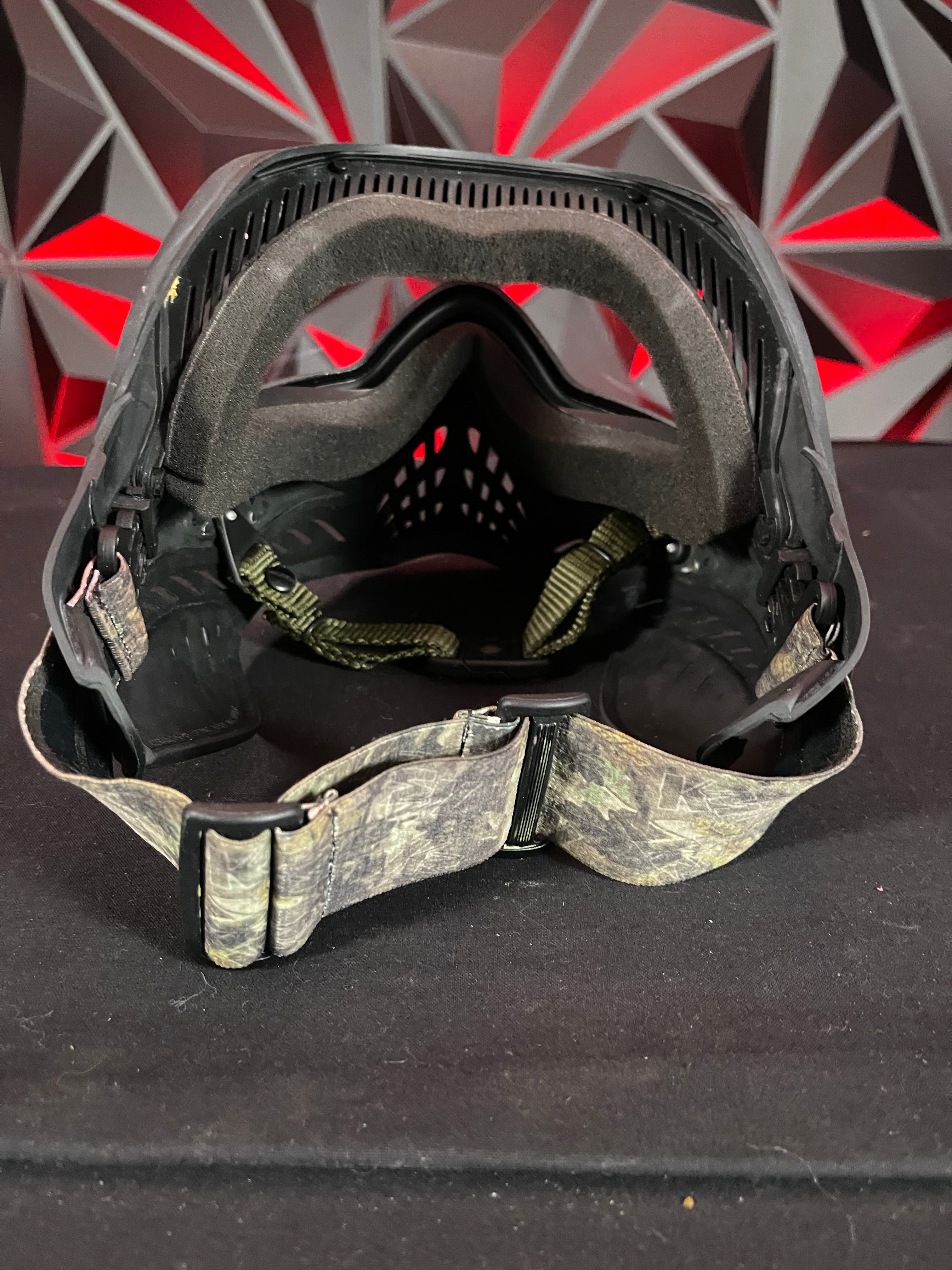 Used V-Force Grills Paintball Mask - Black w/ Camo Backstrap and Chin Strap