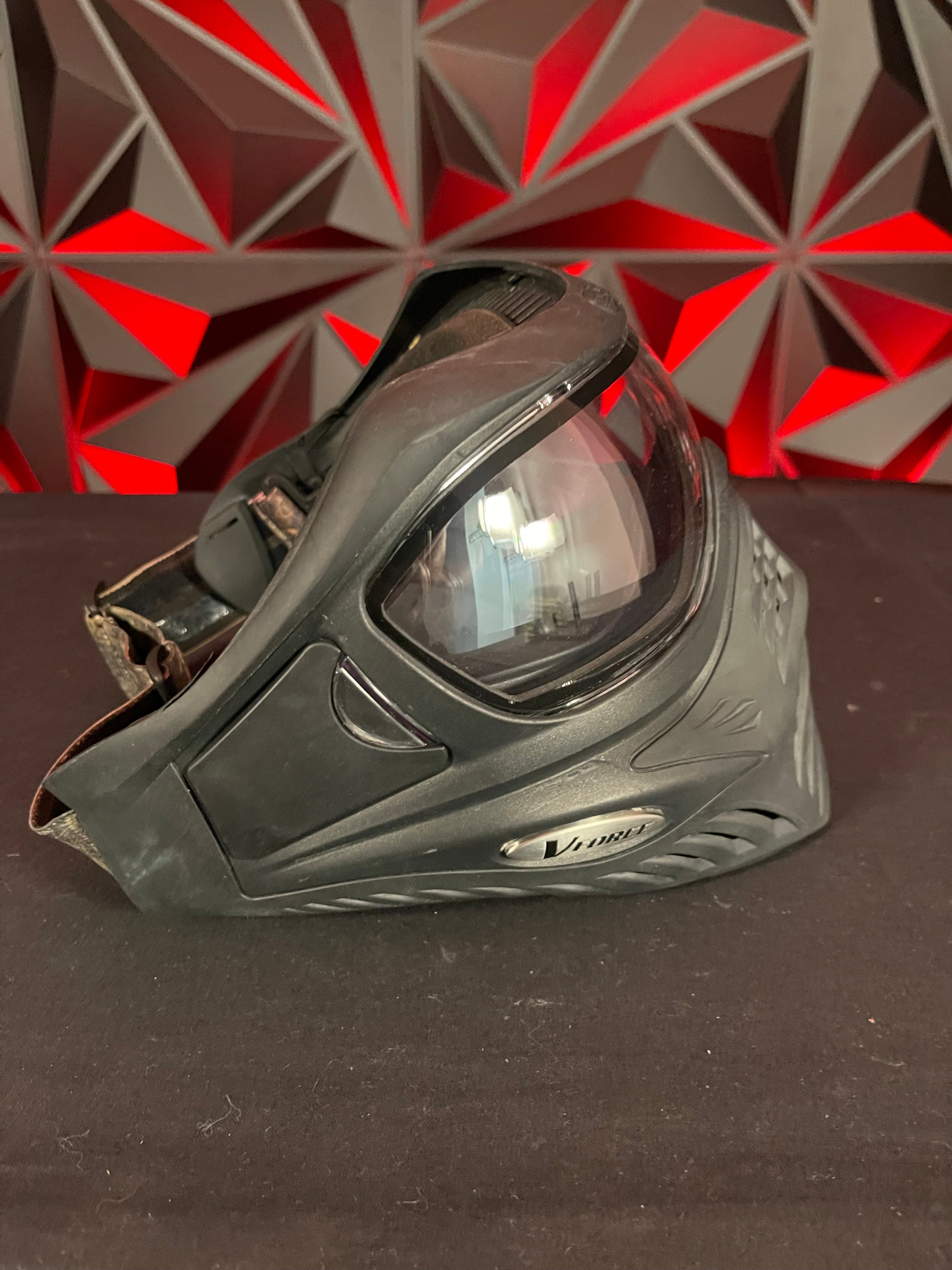 Used V-Force Grills Paintball Mask - Black w/ Camo Backstrap and Chin Strap