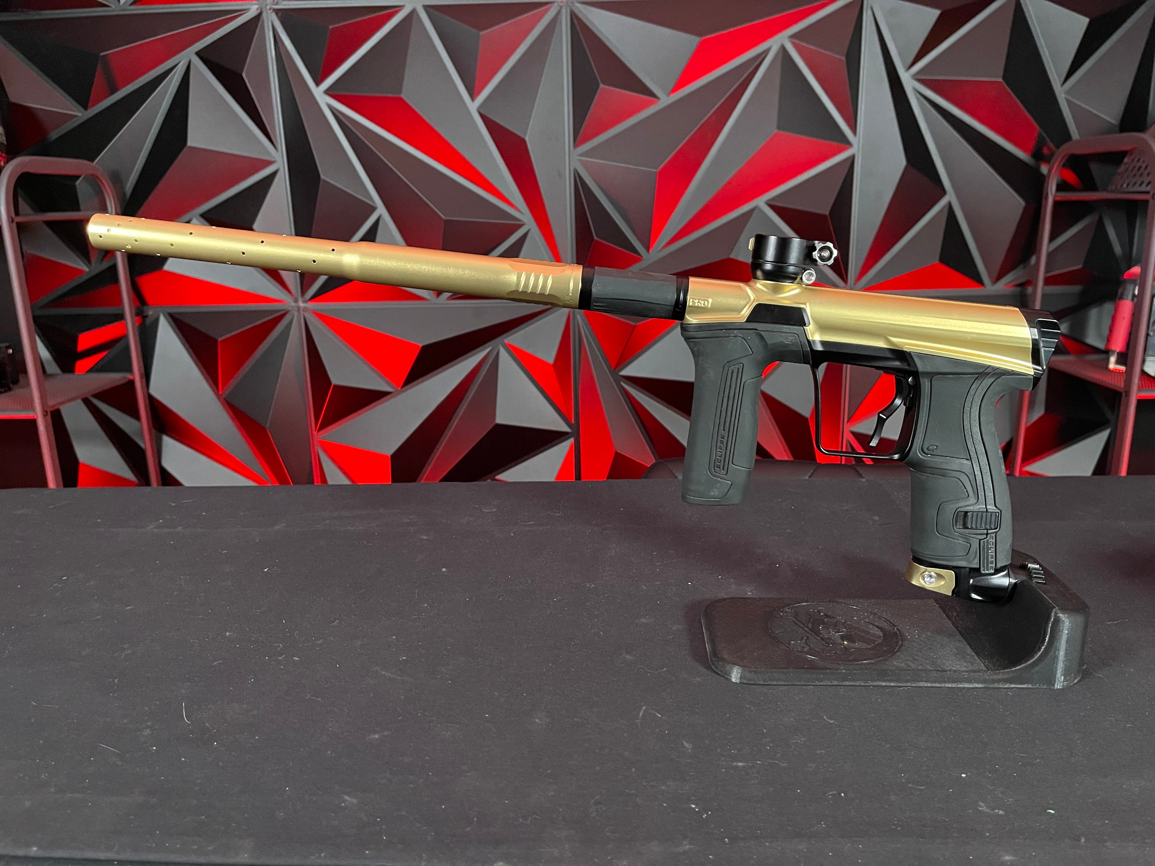 Used Planet Eclipse CS2 Pro Paintball Gun - Gold/Black w/Full FL Kit & Infamous Deuce Haptic Trigger