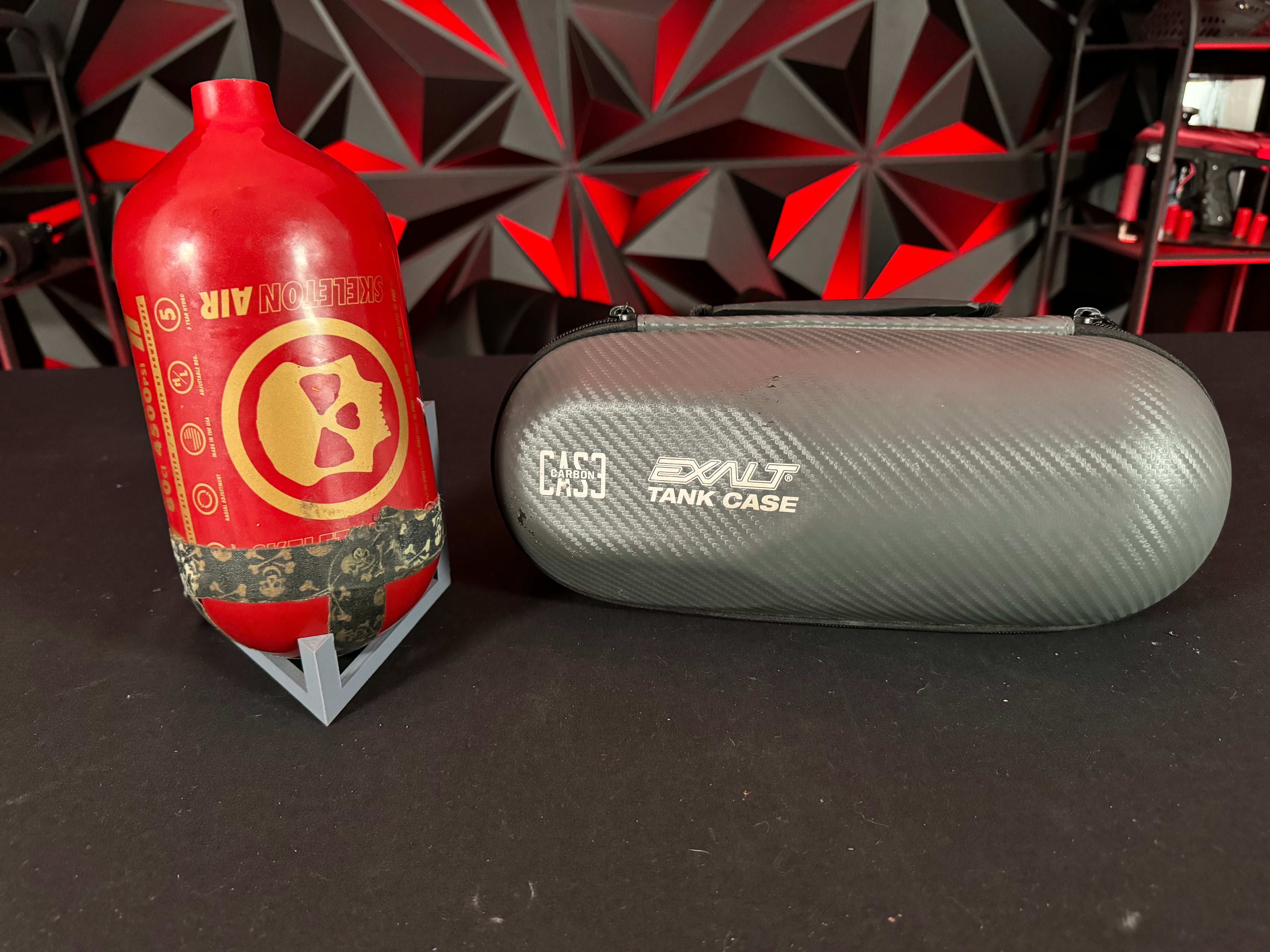 Used Infamous "Skeleton Air" Hyperlight 80/4500 Paintball Tank - Red/Gold BOTTLE ONLY