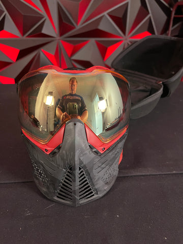 Used Push Unite Paintball Mask - Red Camo w/ Gold Mirror Lens & Case
