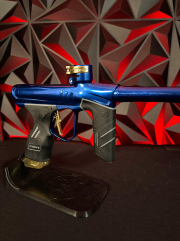 Used Dye DSR+ Paintball Gun - Polished Blue/Polished Gold w/ IM Pro Kit