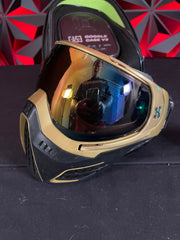 Used HK Army KLR Paintball Mask - Black/Gold w/ 2 Lenses and Exalt V3 Goggle Case