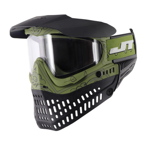 JT Proflex Paintball Mask - LE Bandana Series - Green w/ Clear Lens ONLY