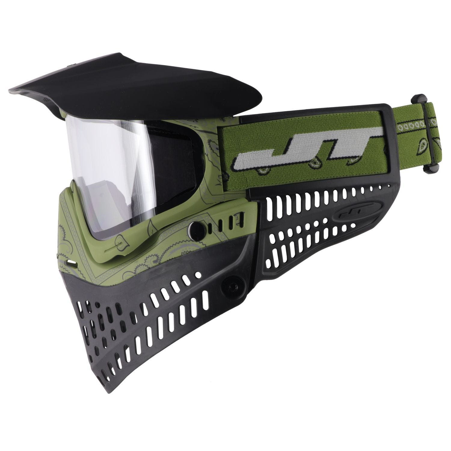 JT Proflex Paintball Mask - LE Bandana Series - Green w/ Clear & Smoke Lens