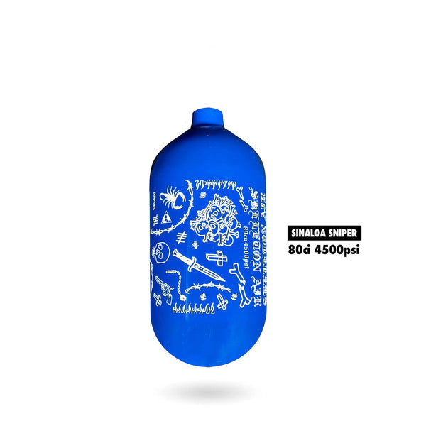 Infamous Sinaloa Sniper Skeleton Air Hyperlight Paintball Tank - Blue (Bottle Only) 80ci / 4500psi