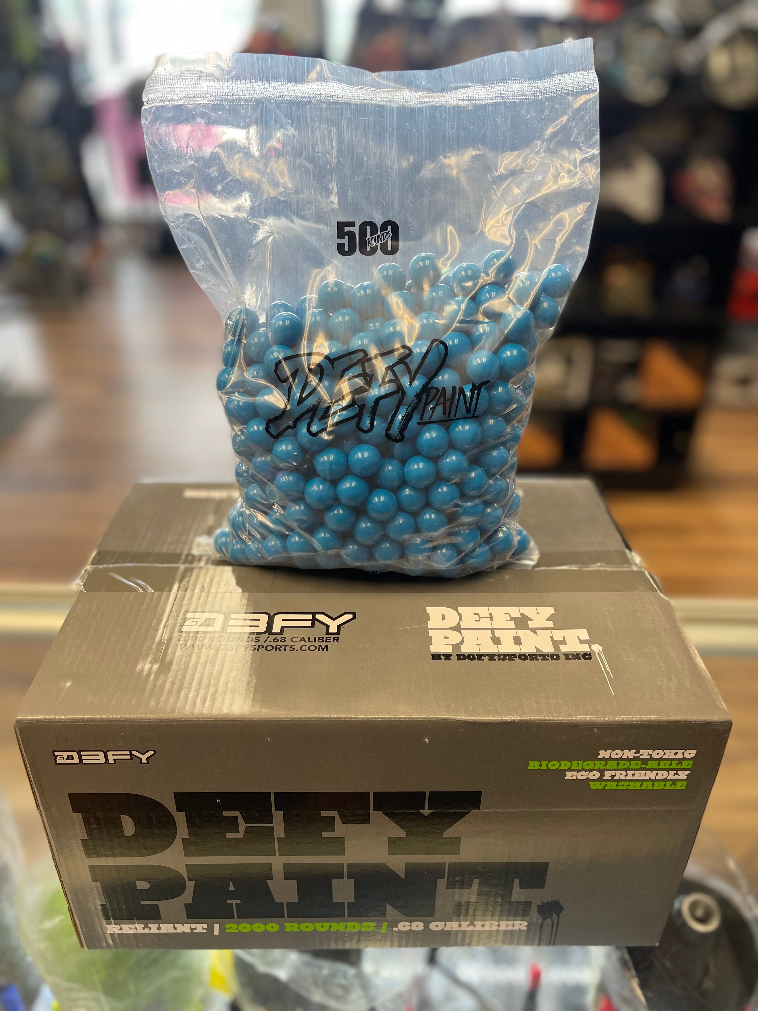 Defy Reliant Paintballs 0.68 Caliber 2000 Count Bright Blue Shel