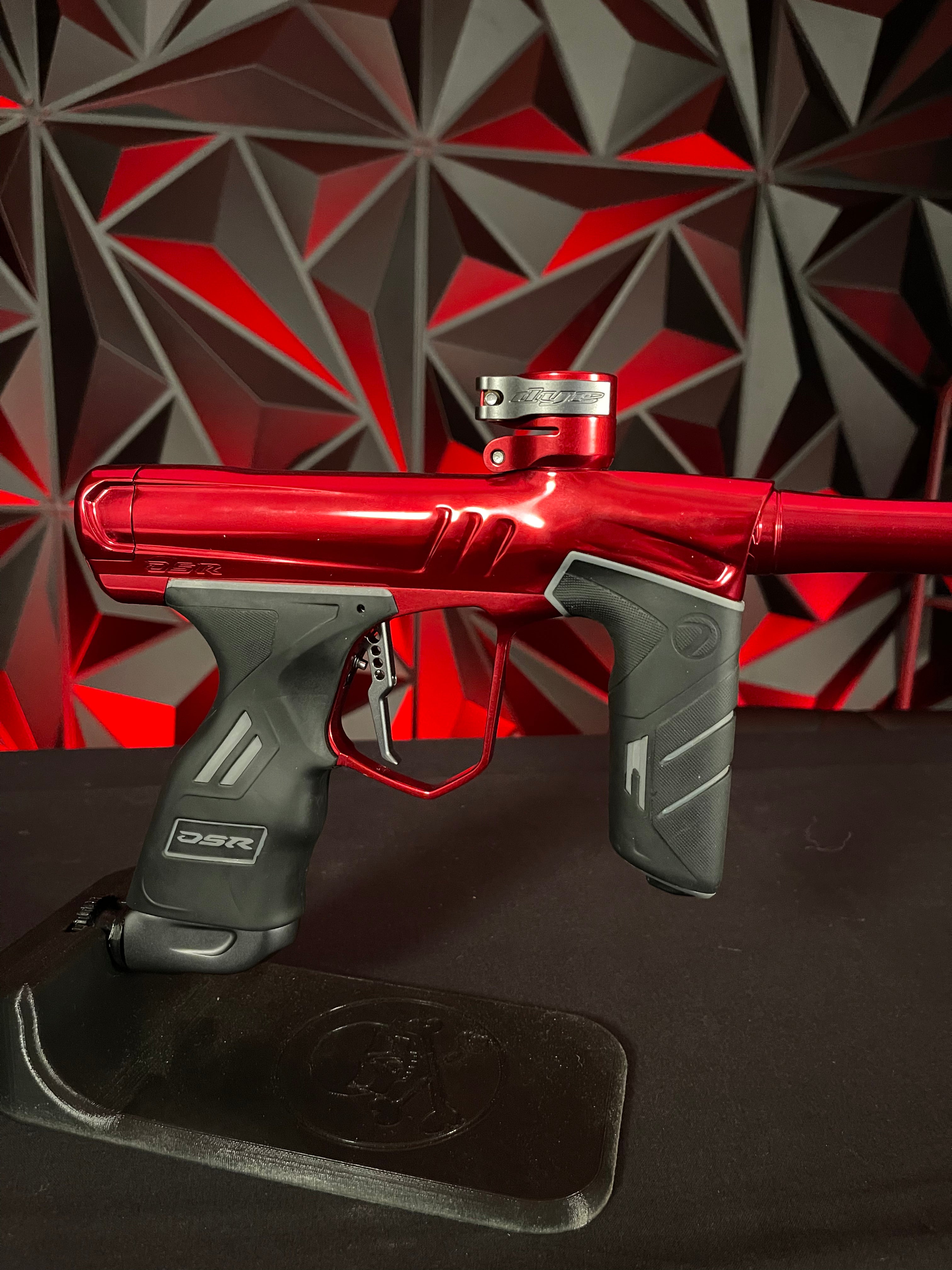 Used Dye DSR+ Paintball Gun - Polished Red w/Dark Grey Dust Accents