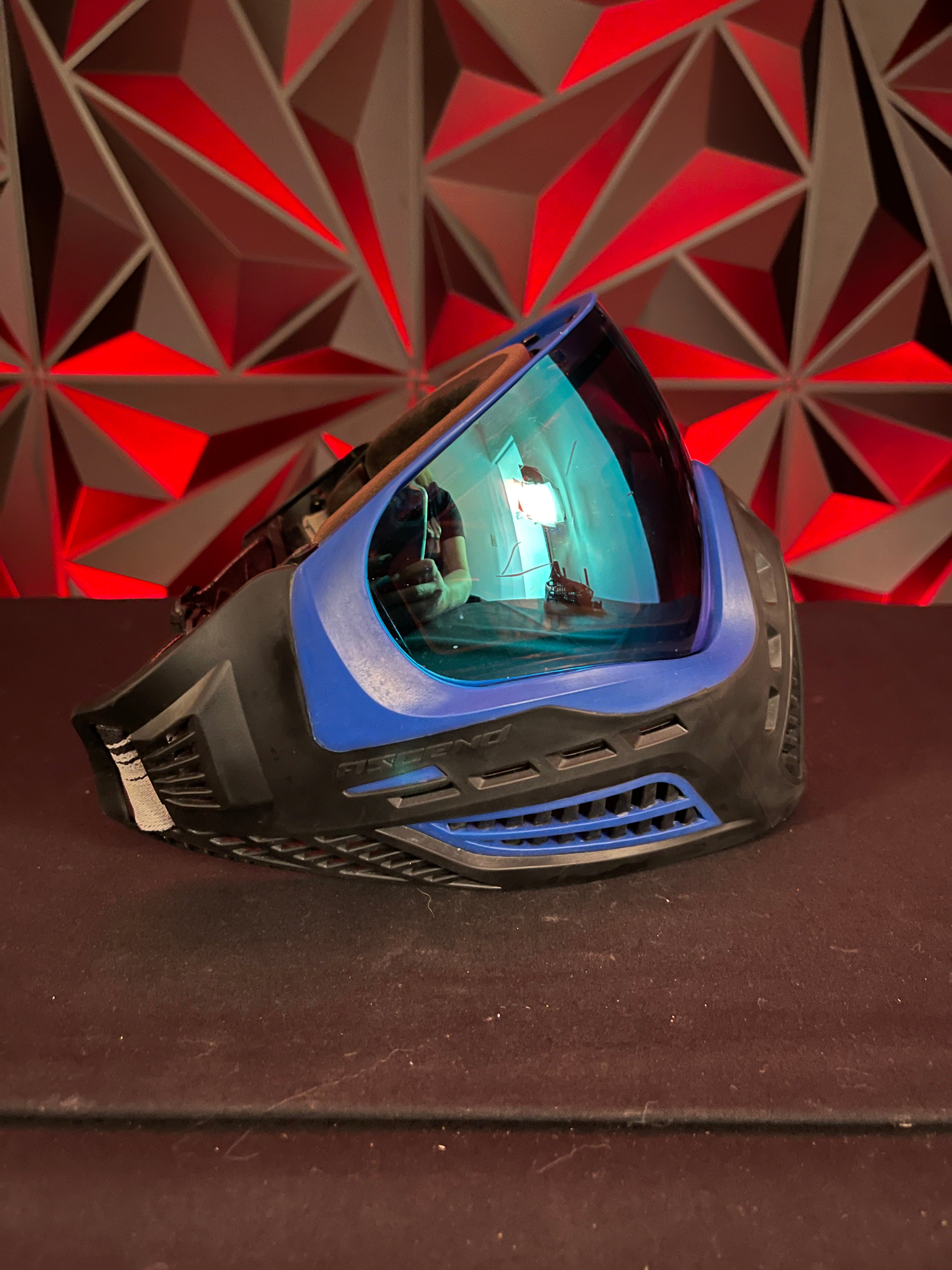 Used Virtue Vio Ascend Paintball Mask - Black/Blue w/Soft Goggle Bag