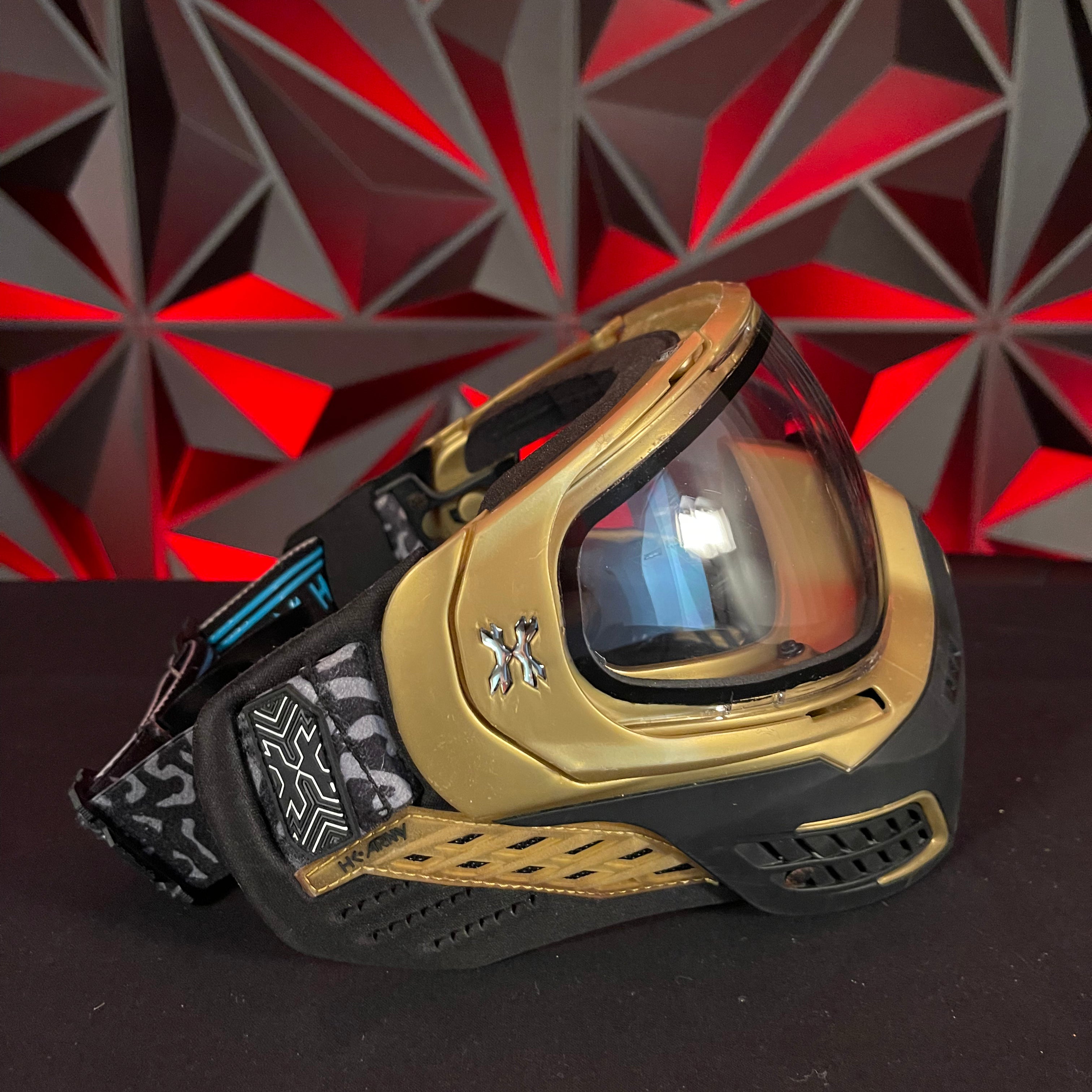 Used HK Army KLR Paintball Mask - Black/Gold w/ Clear Lens