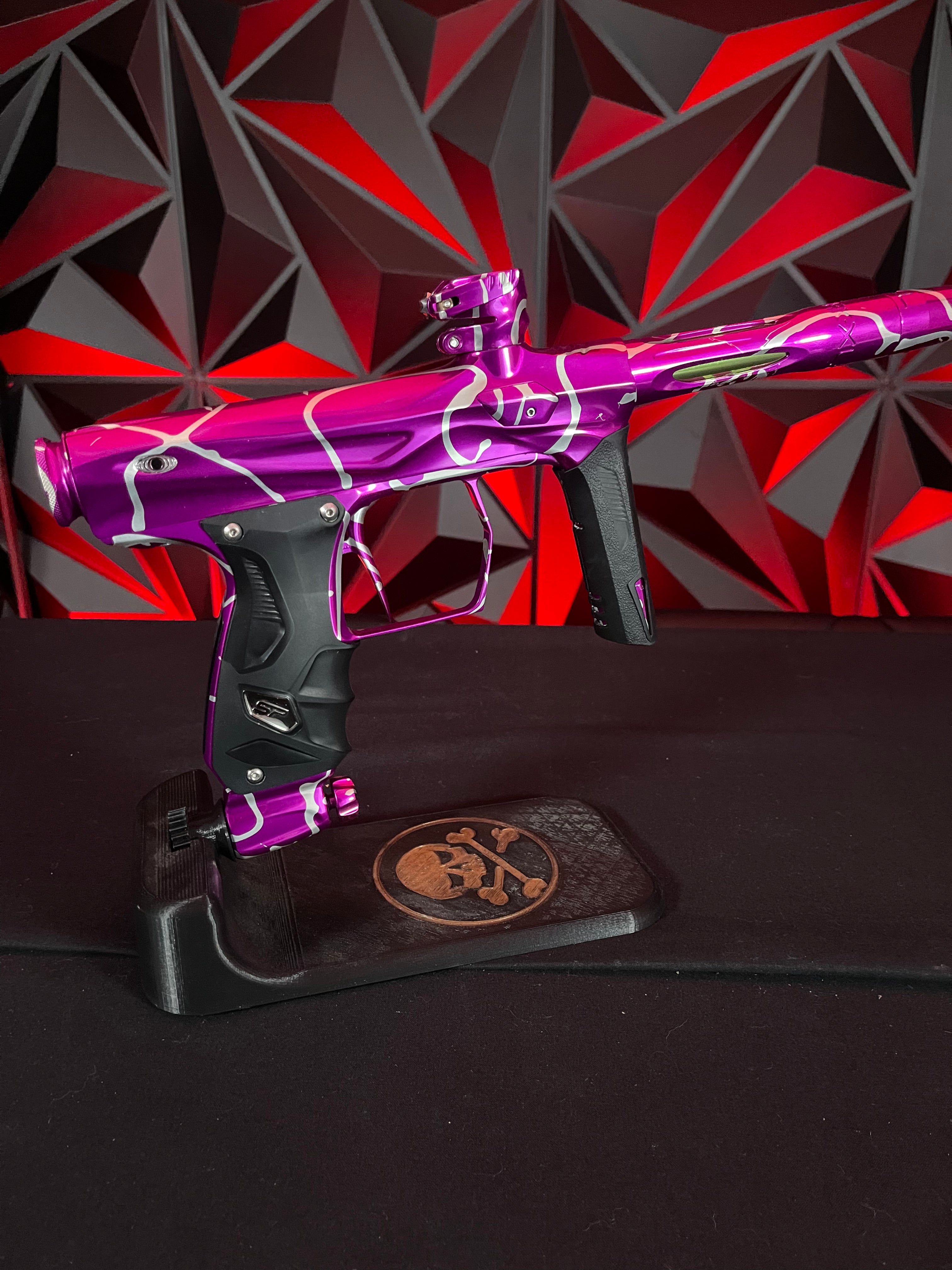 Used Shocker Amp Paintball Gun - LE Polished Purple/Silver Splash