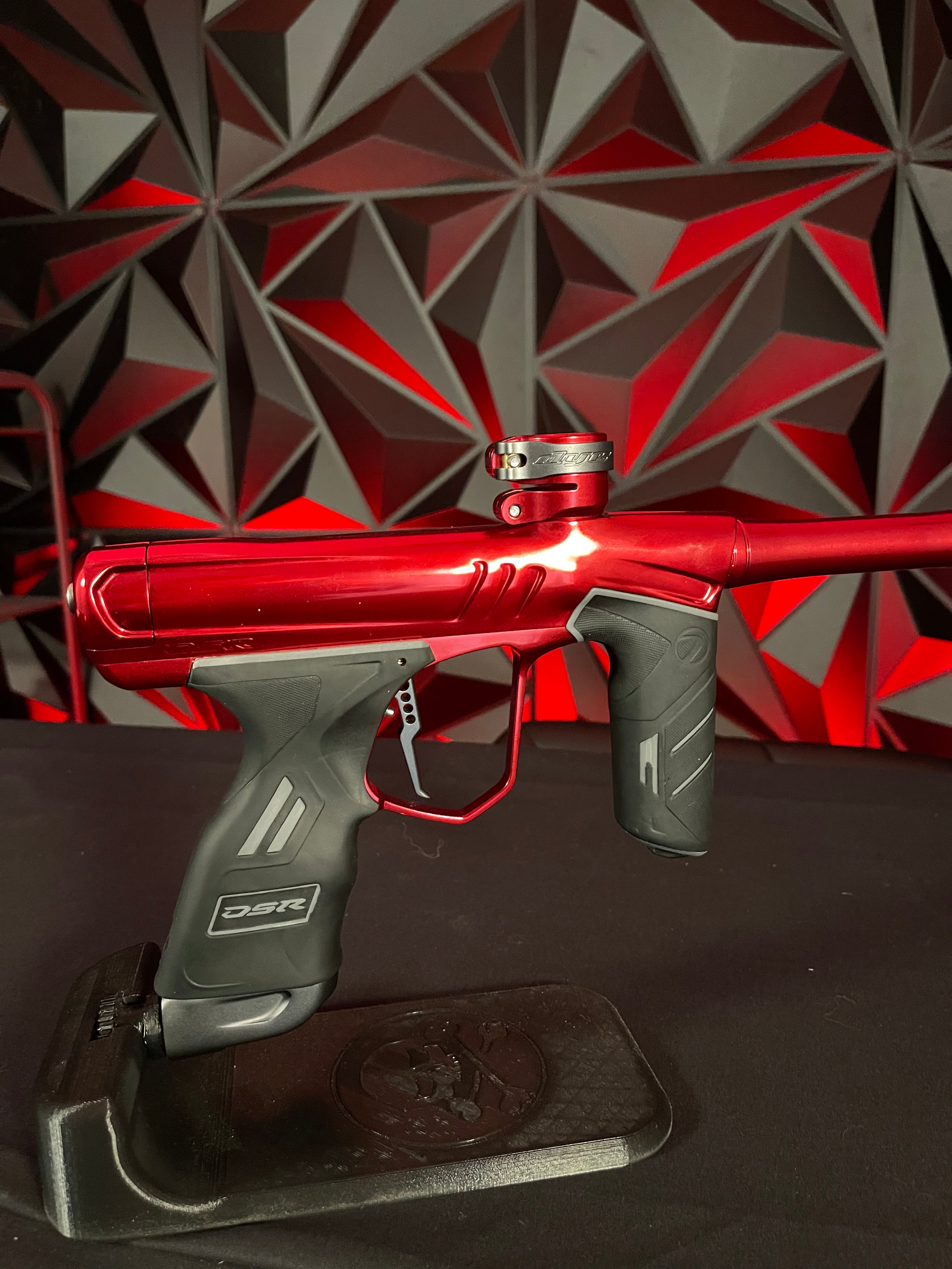 Used Dye DSR+ Paintball Gun - Polished Red w/Dark Grey Dust Accents