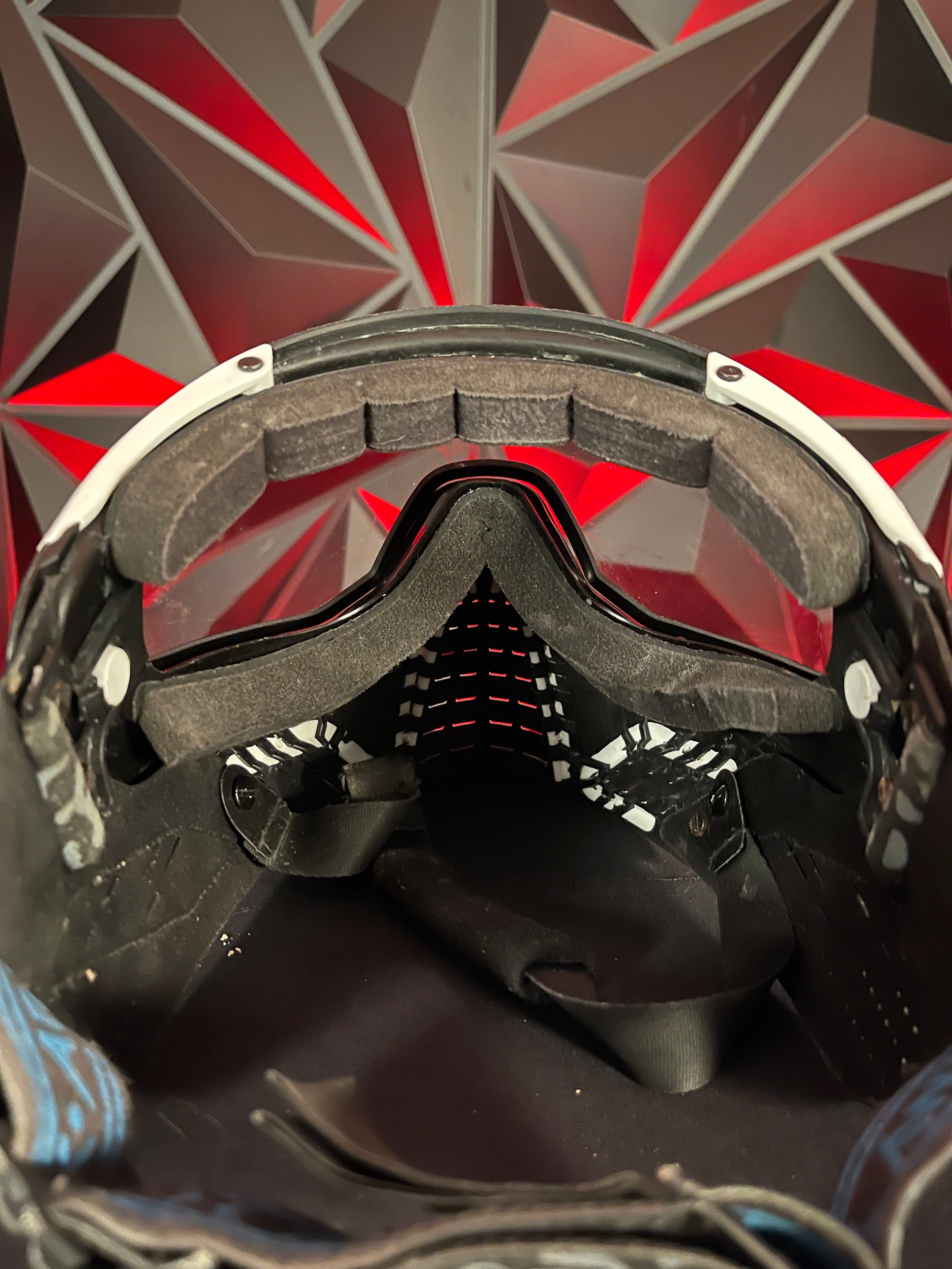 Used HK Army KLR Paintball Mask - Black/White - 2 additional lens, Soft Goggle Bag, and Carbon Goggle Mask