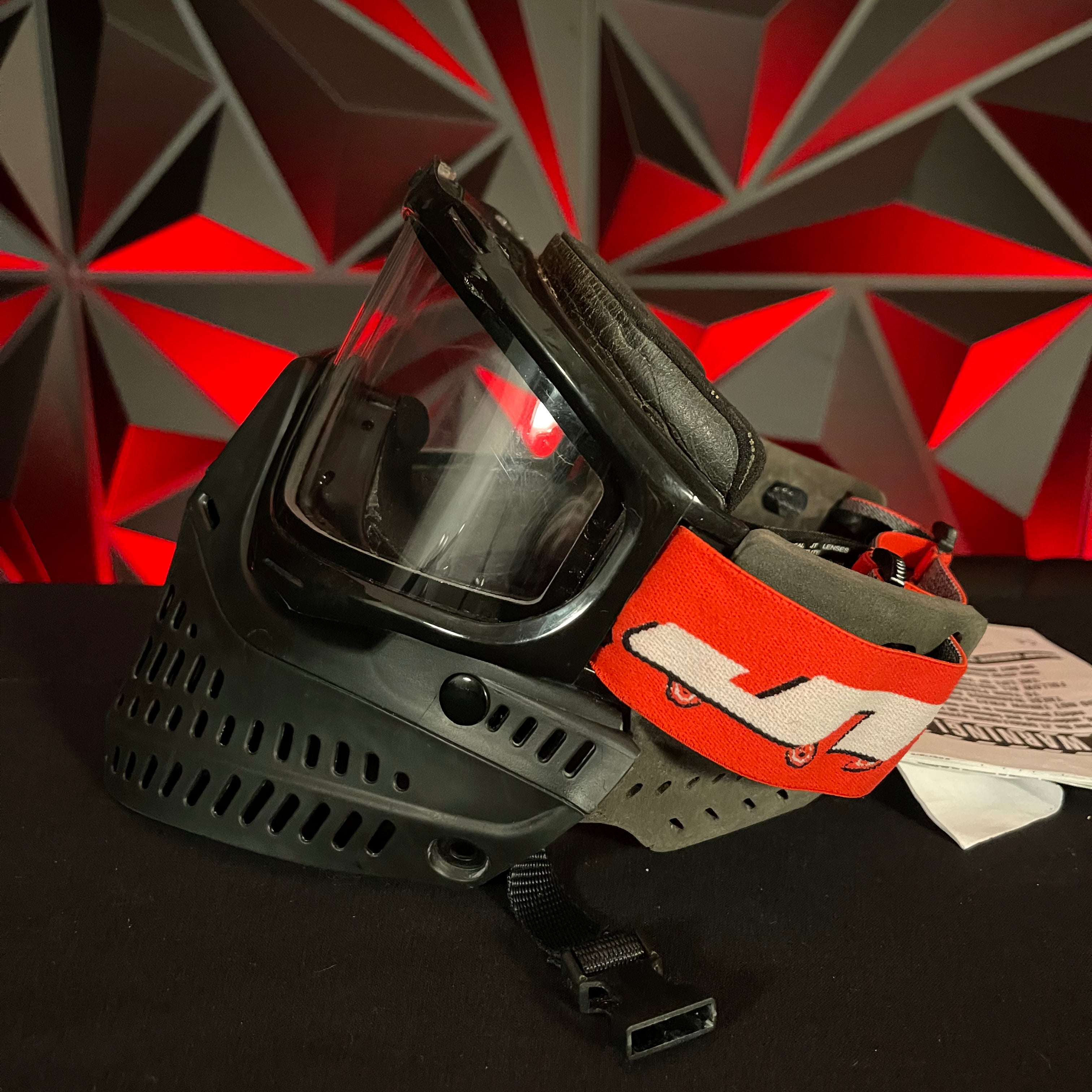 Used JT Spectra Proflex Paintball Mask - Black w/ Red Bandana Strap