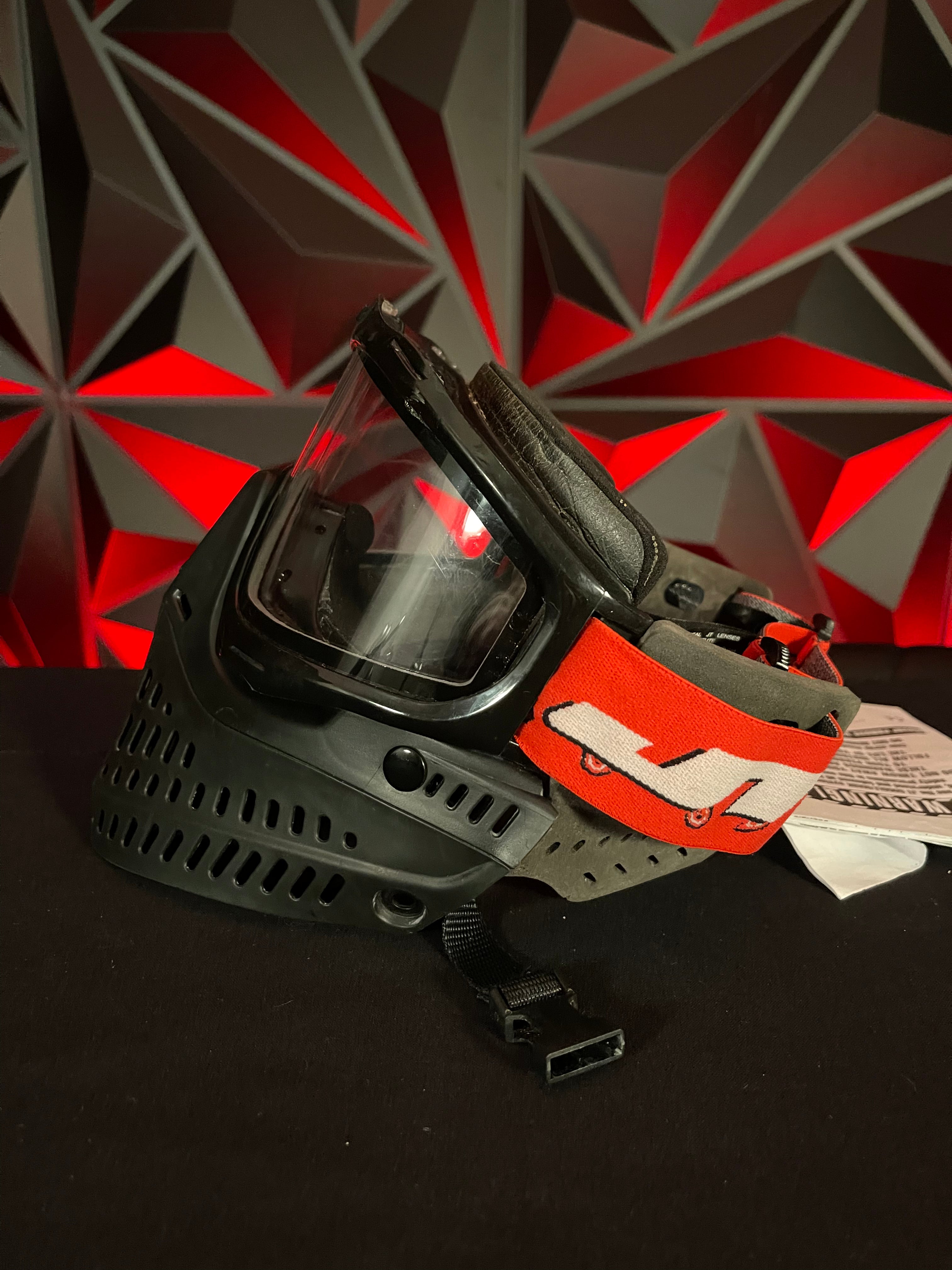 Used JT Spectra Proflex Paintball Mask - Black w/ Red Bandana Strap