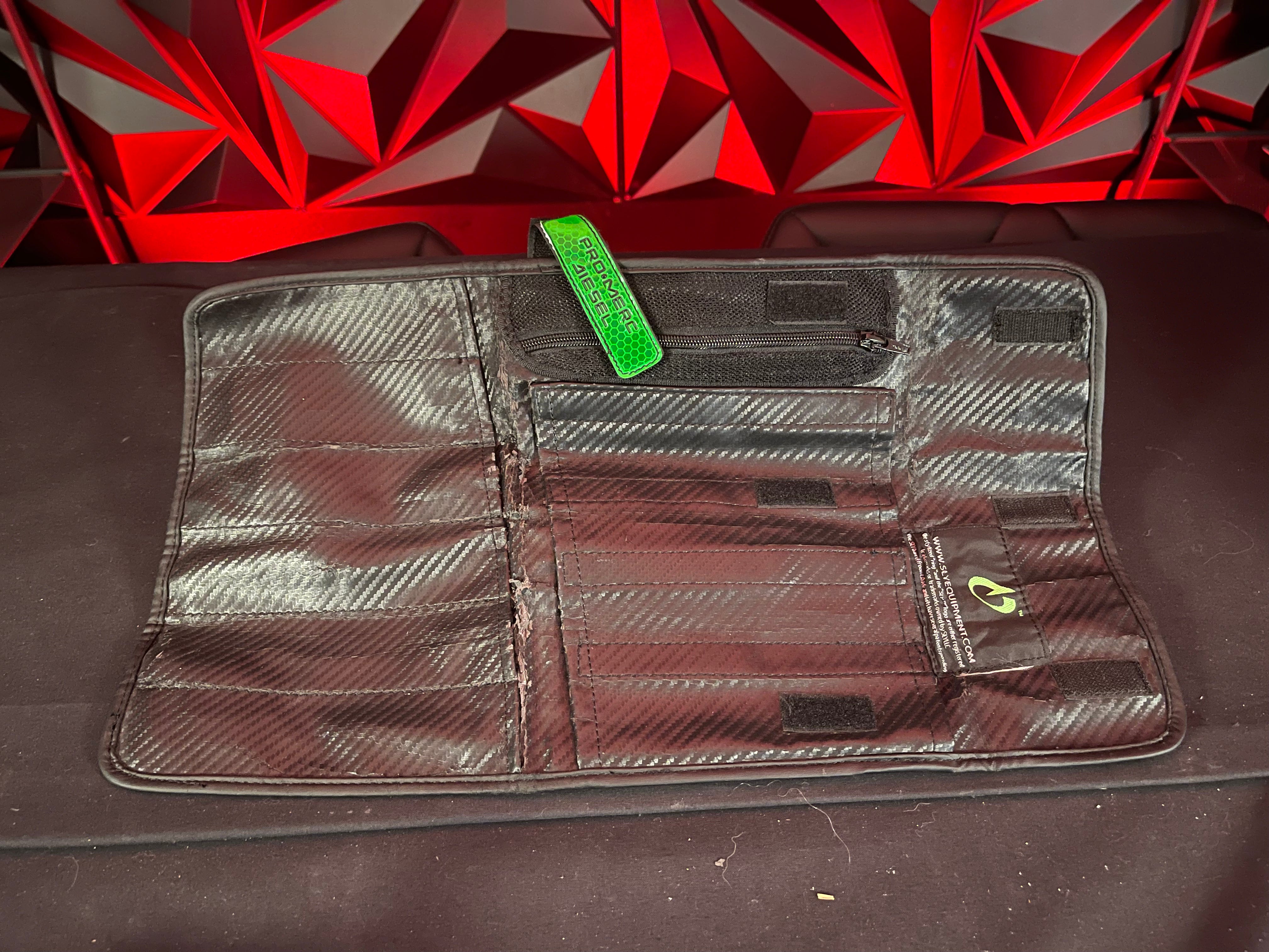 Used SLY Paintball Barrel Wrap Black/Green Punishers Paintball