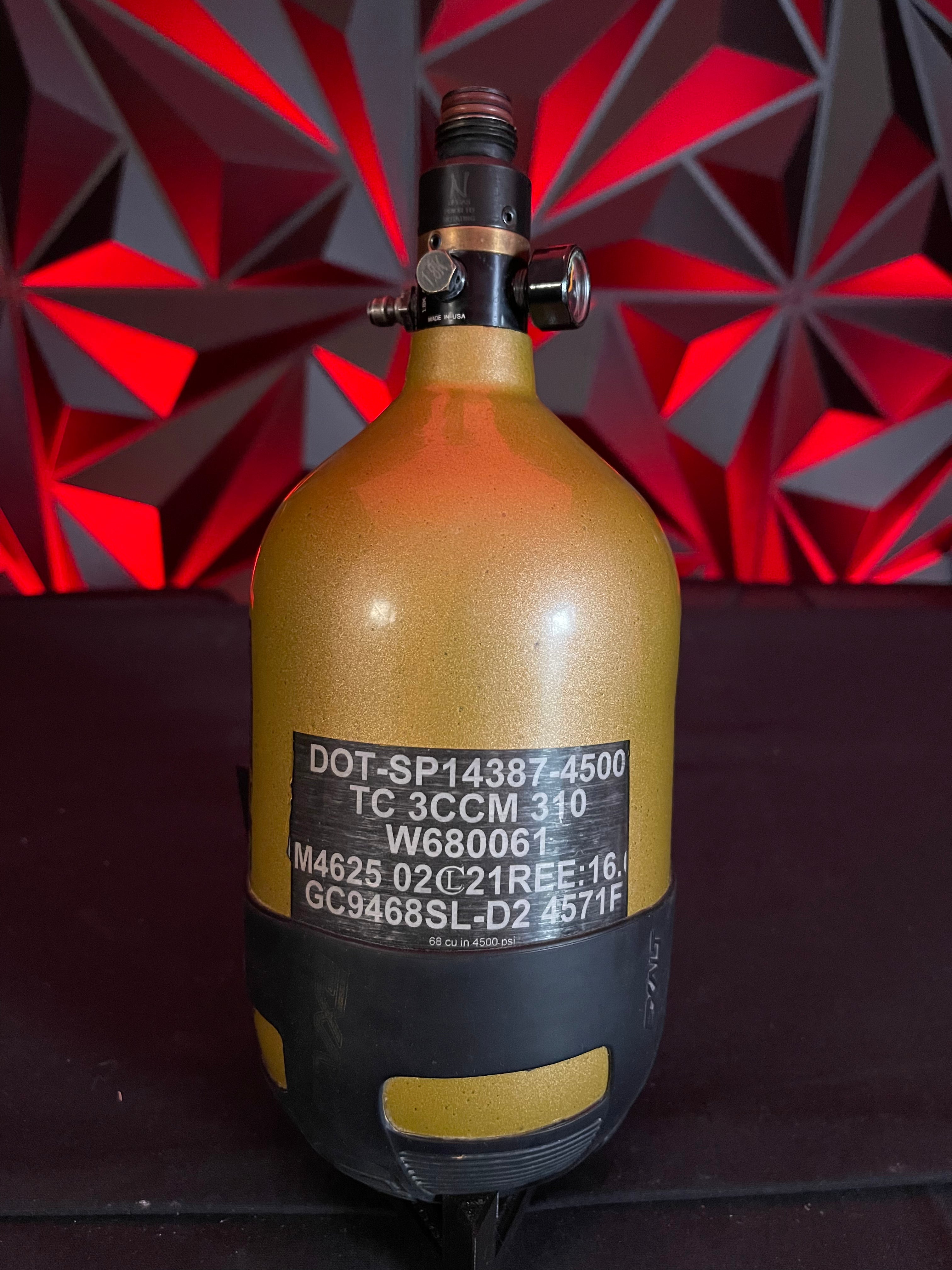 Used Infamous "Bones" 68/4500 Diamond Series Paintball Tank Gold/Bla