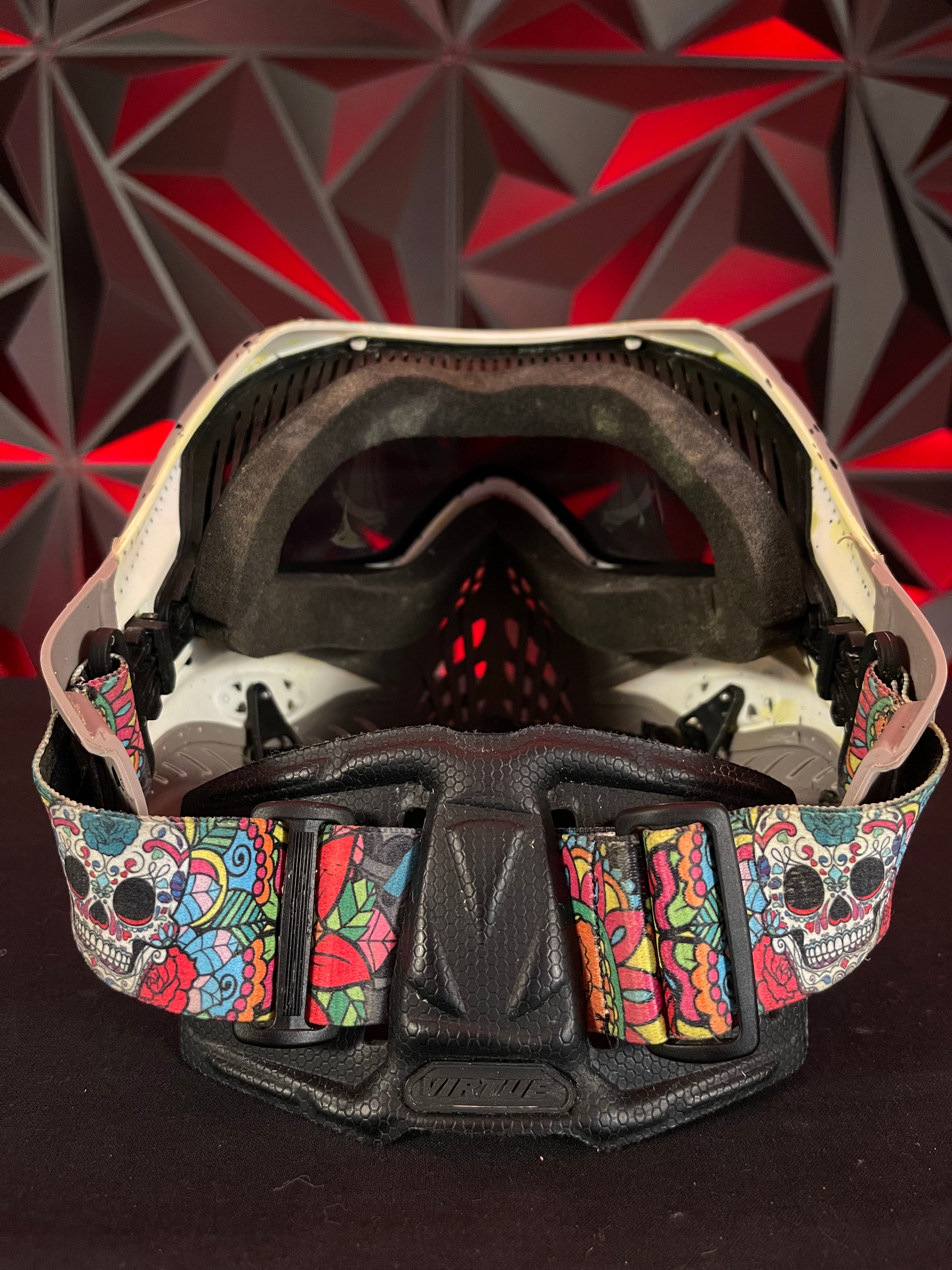 Used V-Force Grill Paintball Mask - Custom Black Splash (Painted on) w/Extra Clear Lens & Soft Goggle Bag