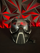 Used HK Army KLR Paintball Mask - Black/White - 2 additional lens, Soft Goggle Bag, and Carbon Goggle Mask