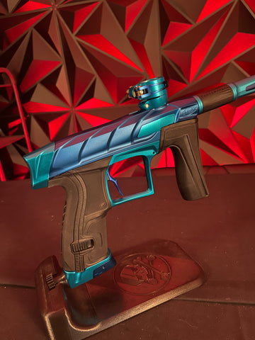 Used Planet eclipse CS1 Paintball Gun - LE Dynasty Scales (Blue/Teal) w/ s63 Barrel System, 4 PWR s63 Inserts, & Infamous Deuce Trigger