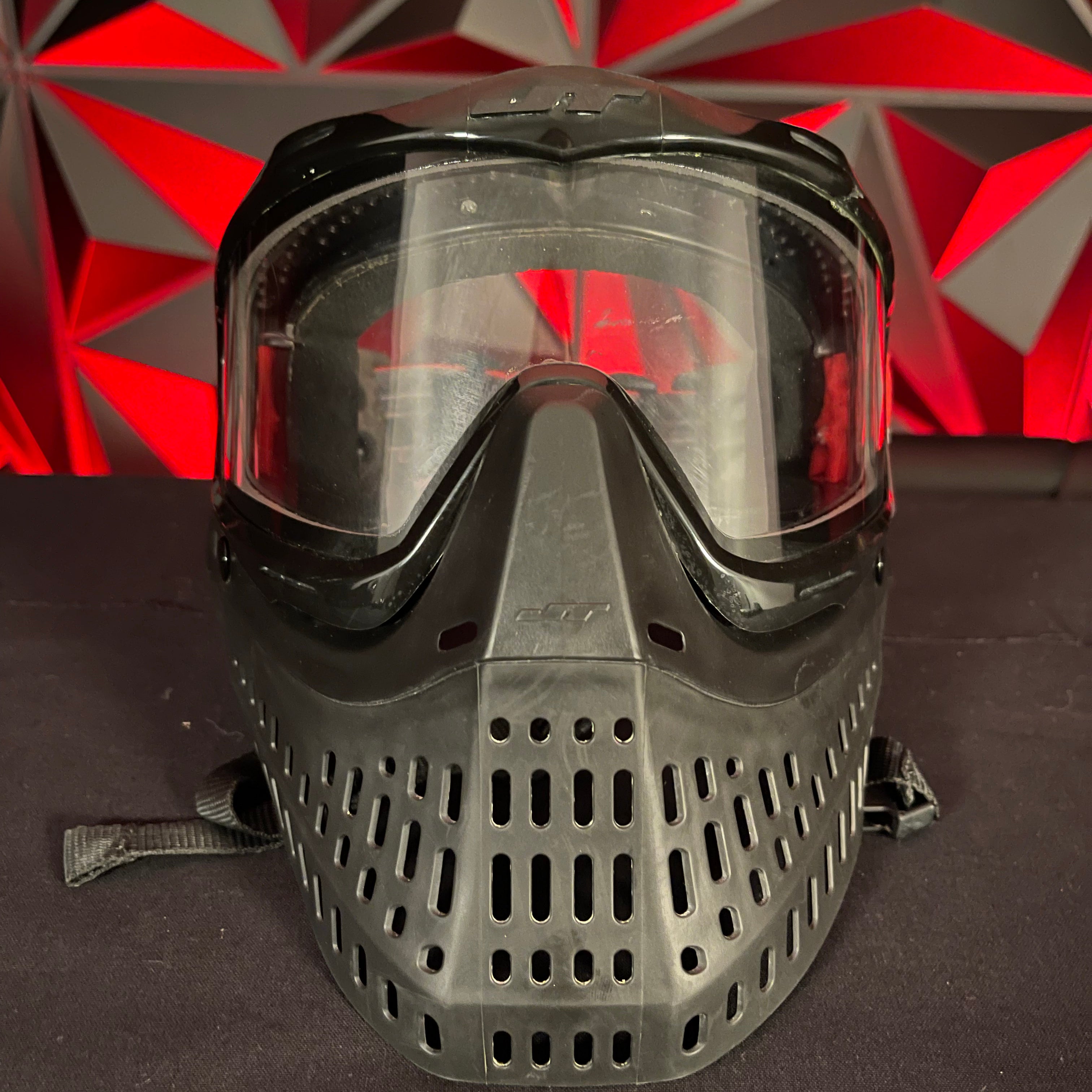 Used JT Spectra Proflex Paintball Mask - Black w/ Red Bandana Strap