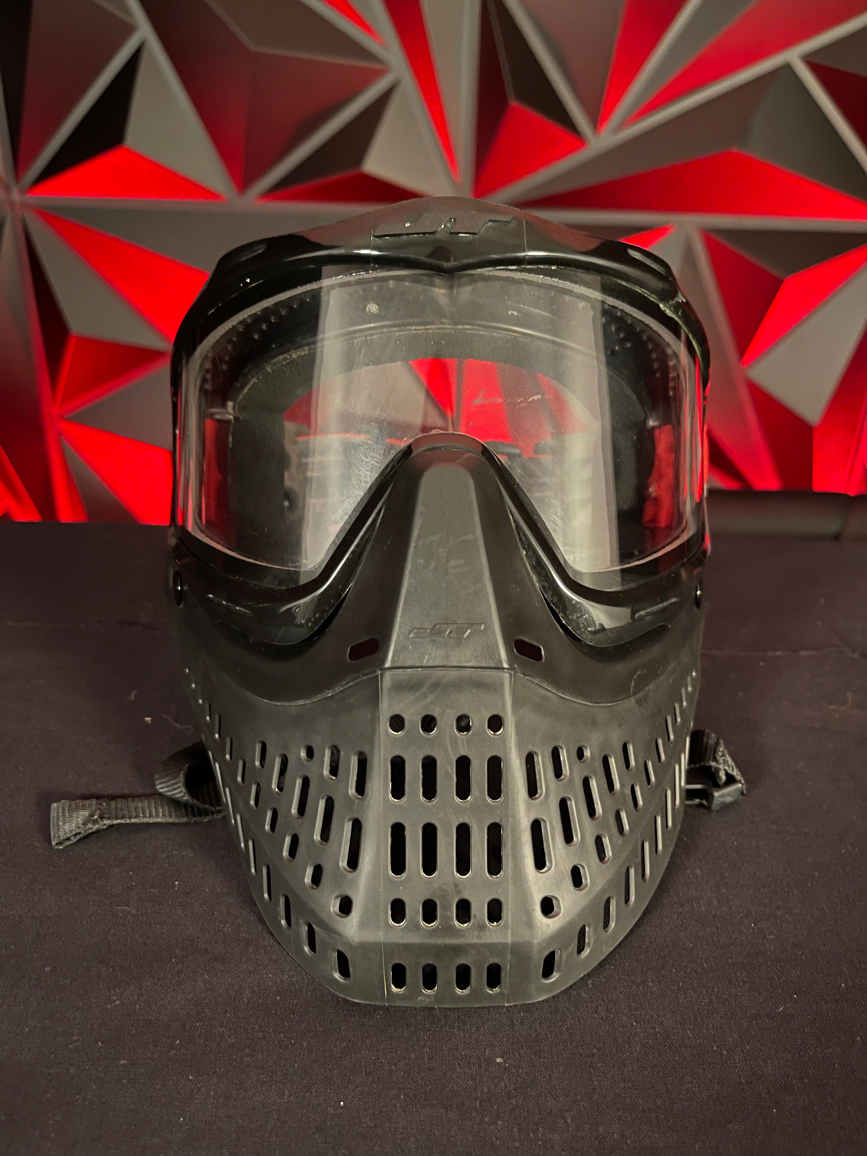 Used JT Spectra Proflex Paintball Mask - Black w/ Red Bandana Strap