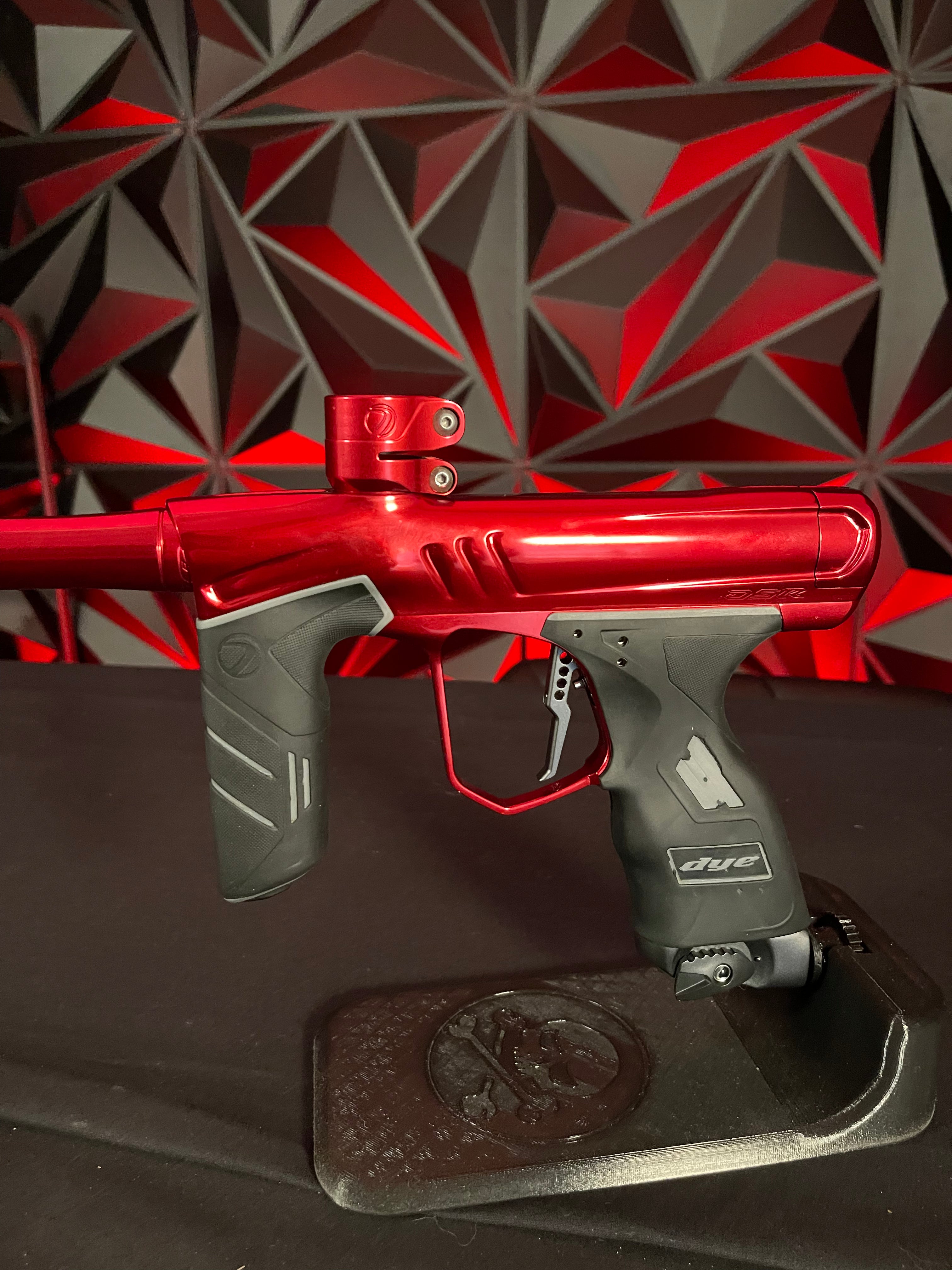 Used Dye DSR+ Paintball Gun - Polished Red w/Dark Grey Dust Accents