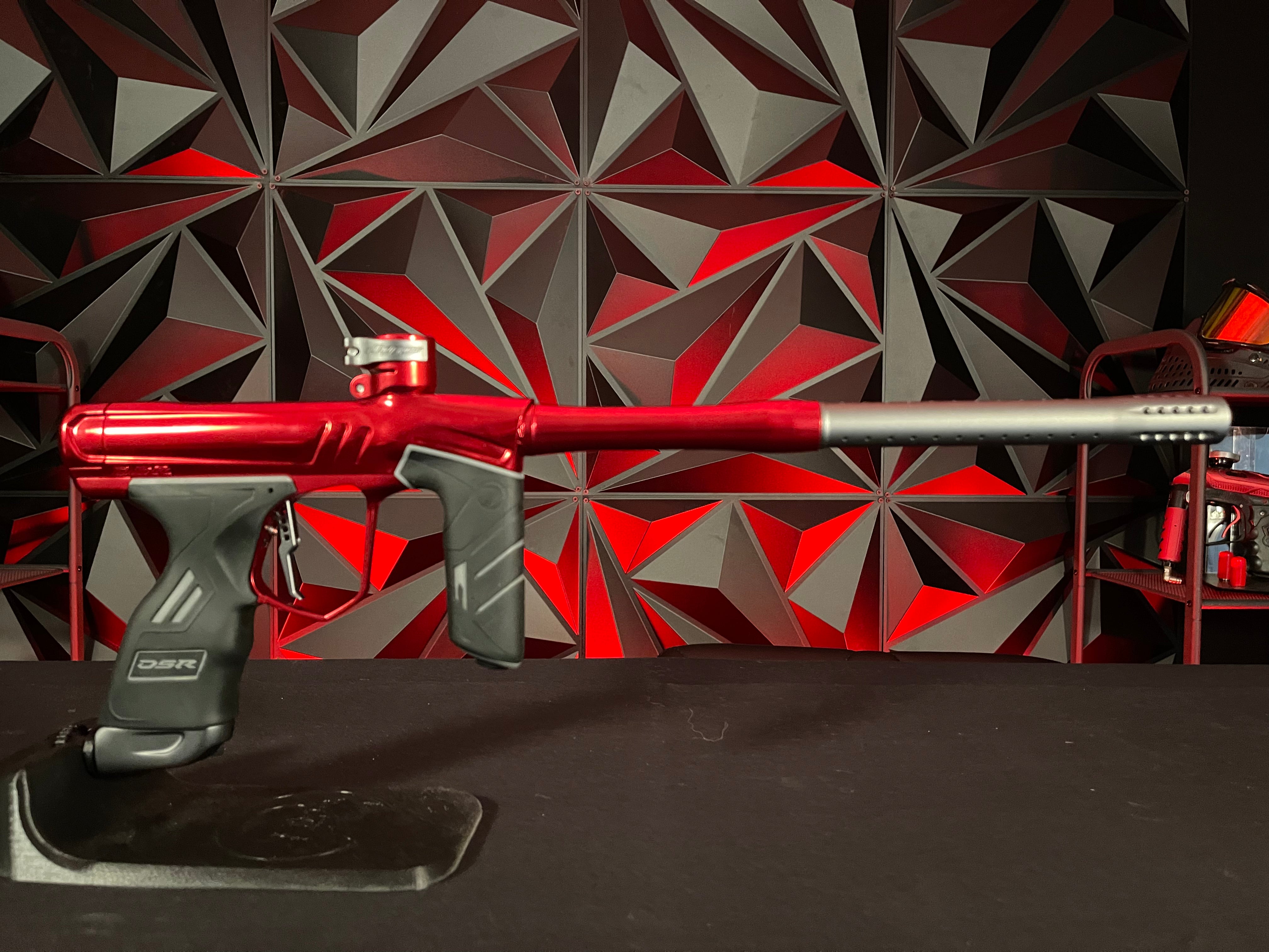 Used Dye DSR+ Paintball Gun - Polished Red w/Dark Grey Dust Accents