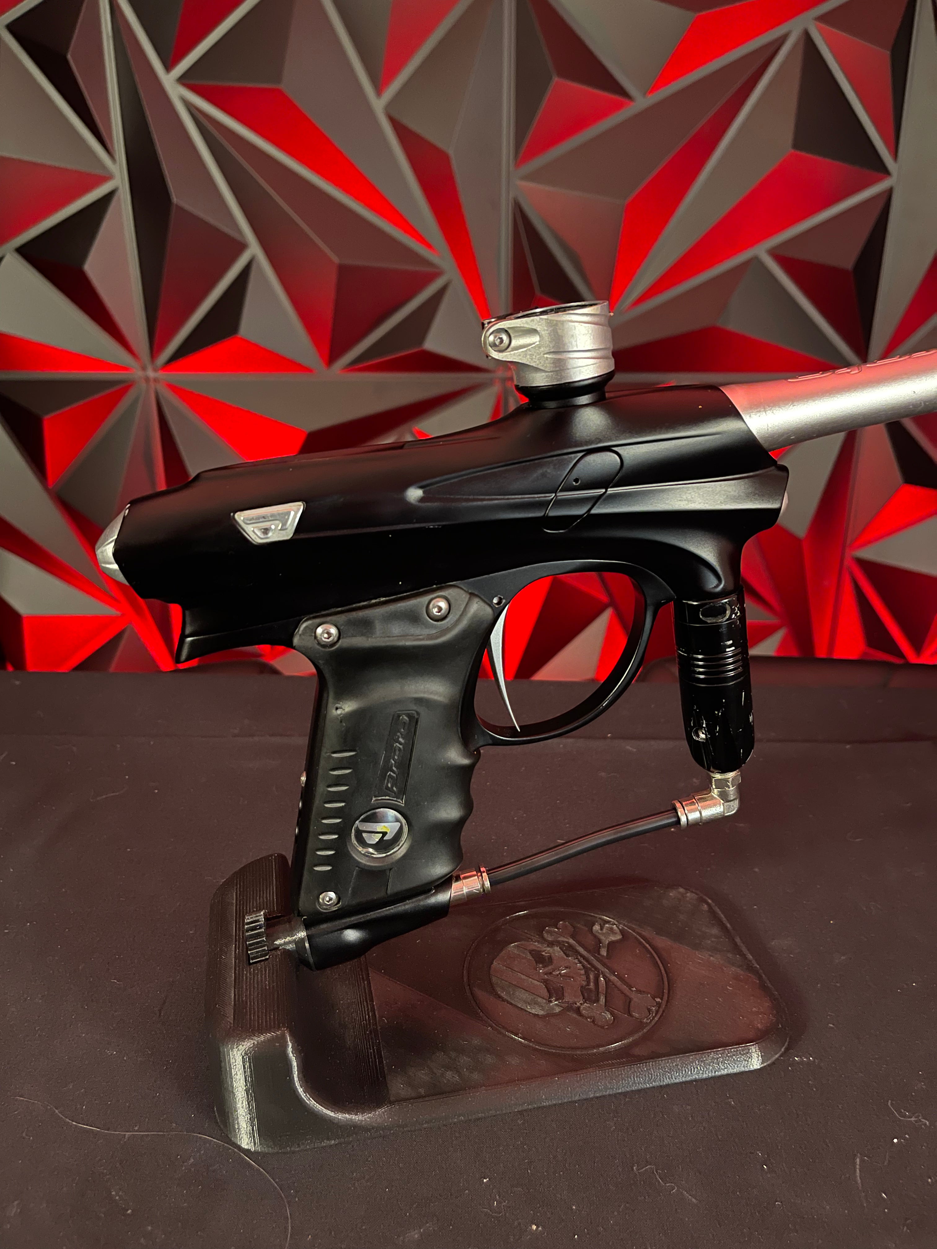 Used Proto PM7 Paintball Gun - Black/Silver w/NO2 Clamping Feedneck, Custom Products Regulator, Dye Airport On/Off ASA