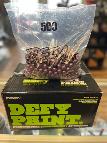 Defy Professional Grade Paintballs - 0.68 Caliber - 2000 Count - Metallic Purple Shell / Yellow Fill