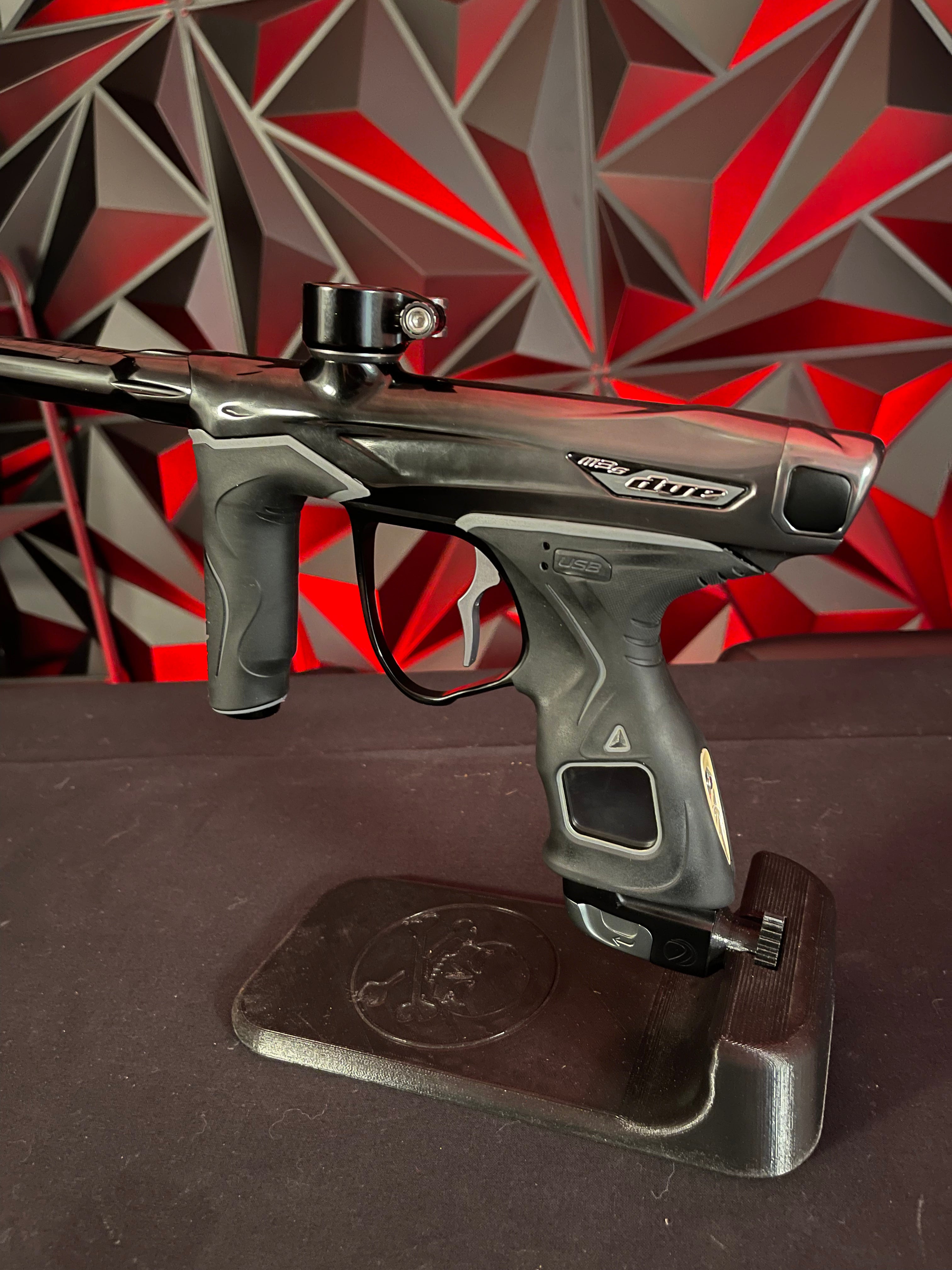 Used Dye M3S Paintball Gun - Grey/Black Fade w/Flex Face Bolt, Deuce Trigger, Slaps ASA, MOSAir Charging Pad