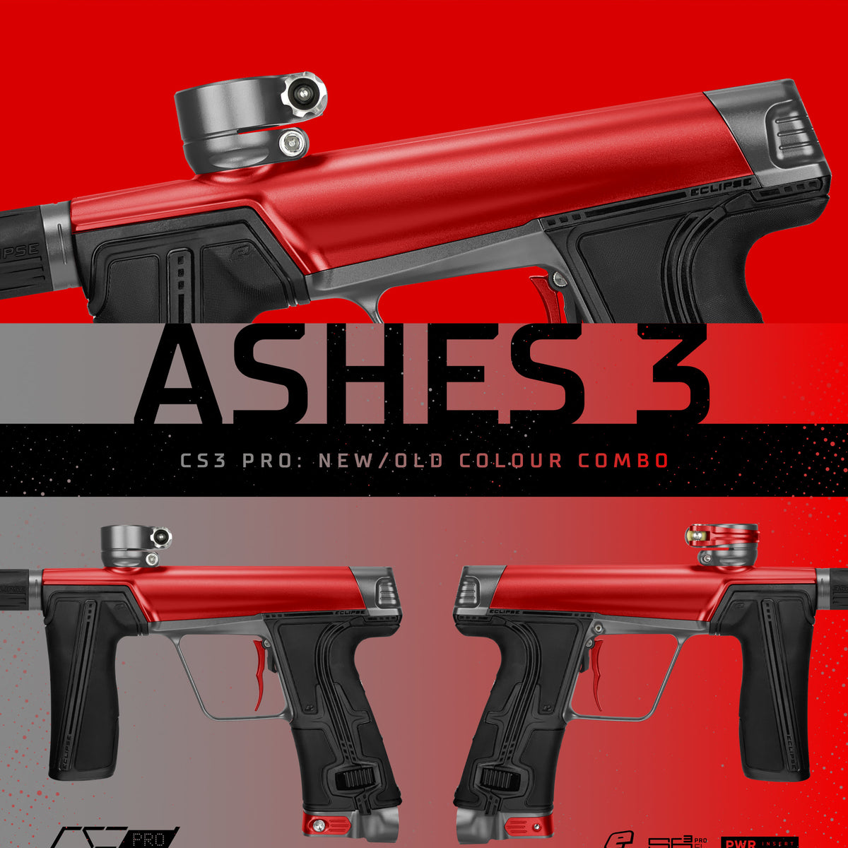 Planet Eclipse CS3 Pro Paintball Gun - Ashes (Red/Medium Grey)